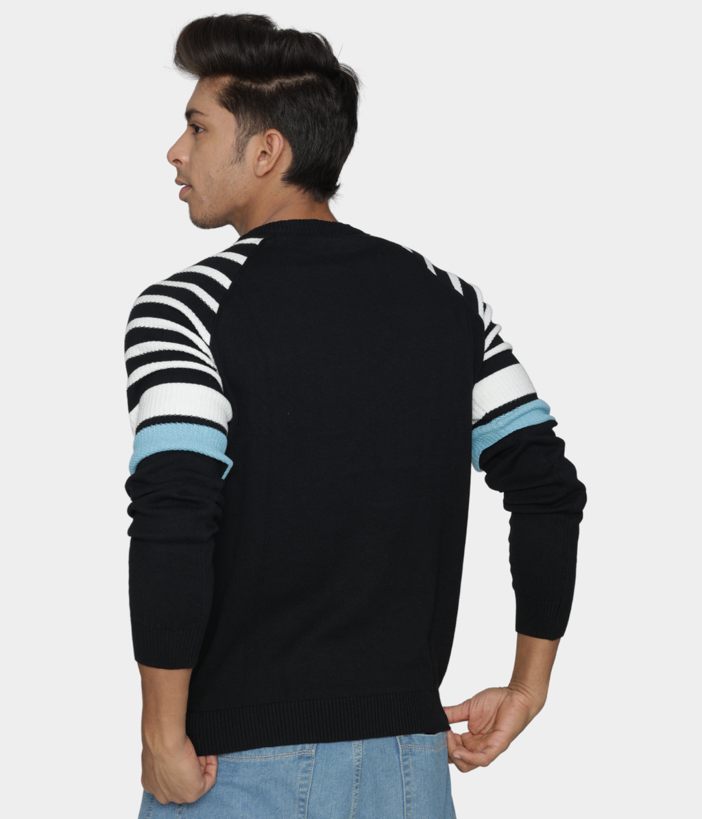 Black cotton knitted T-shirt