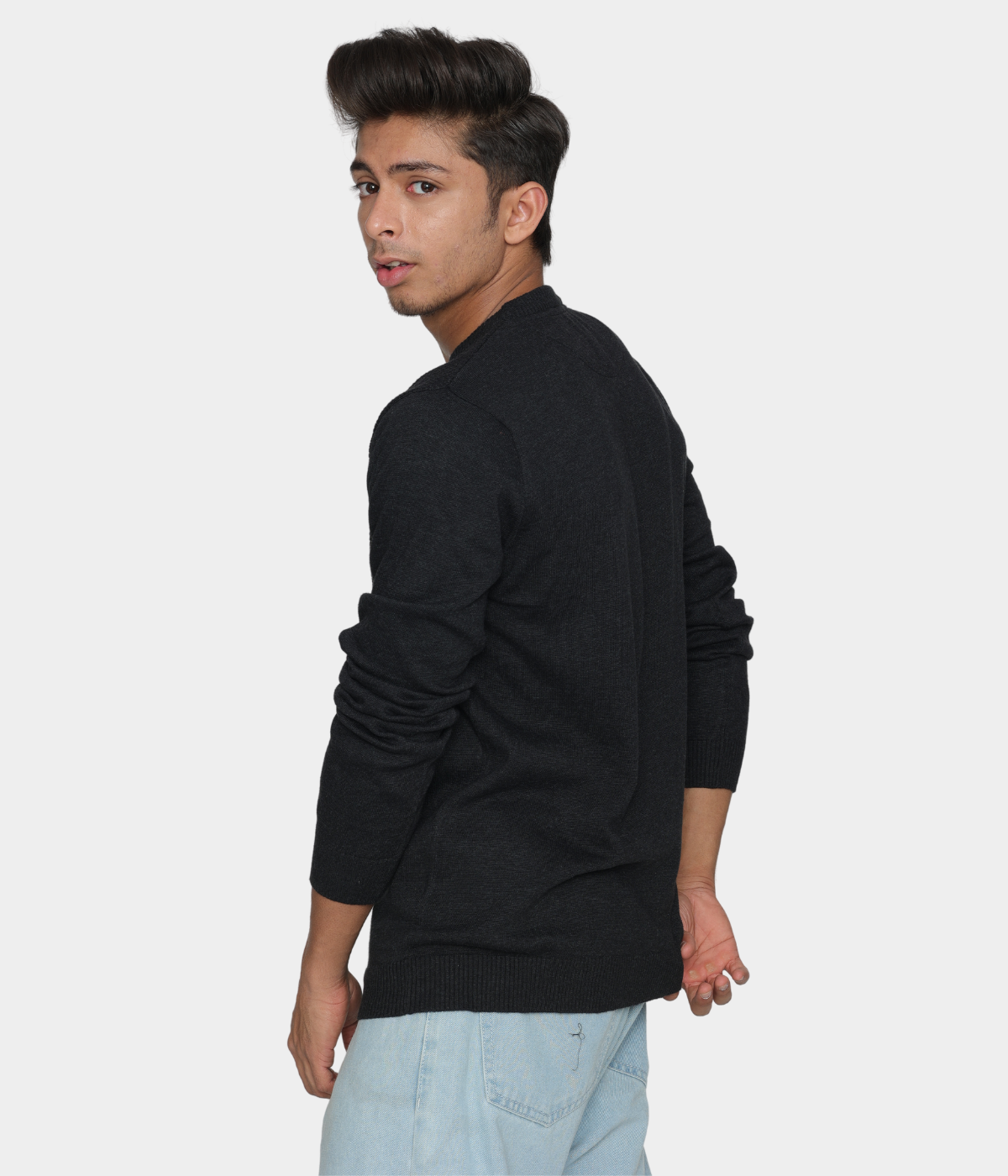 Charcoal Structured cotton Knitted T-shirt