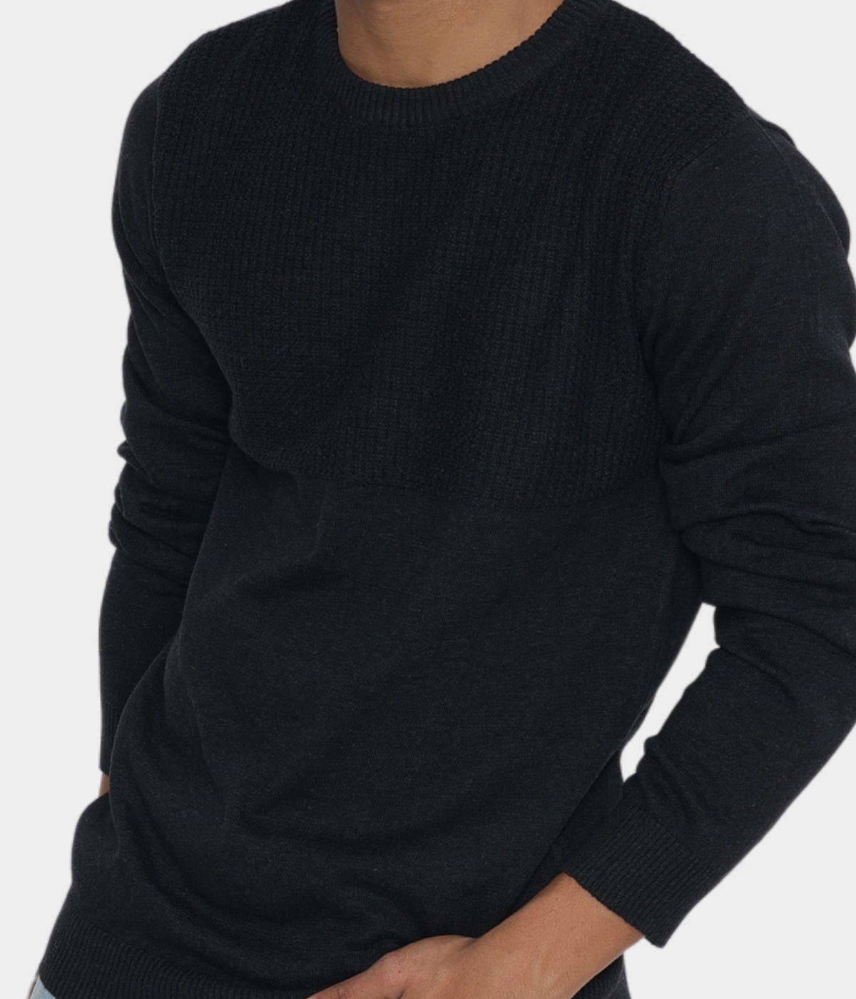 Charcoal Structured cotton Knitted T-shirt