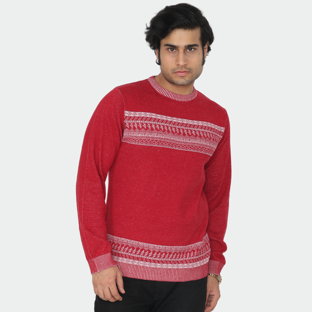 Denim finished jacquard Cotton Knitted T-shirt