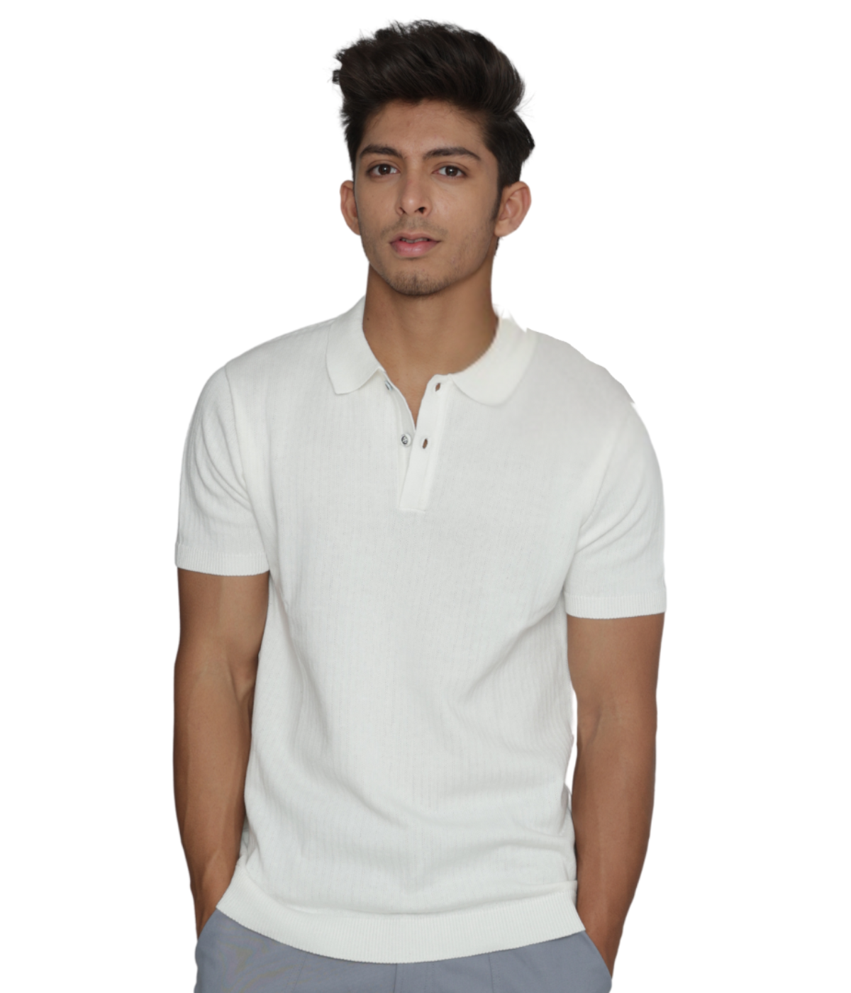 Off-white structured cotton Polo T-shirt