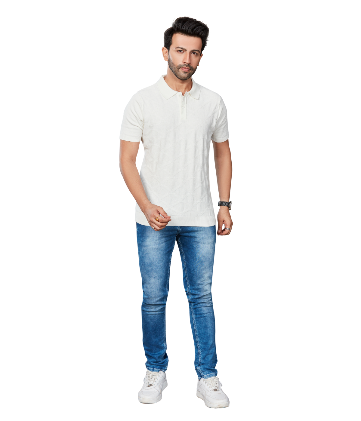 Off-White Structured Knitted Cotton T-Shirt