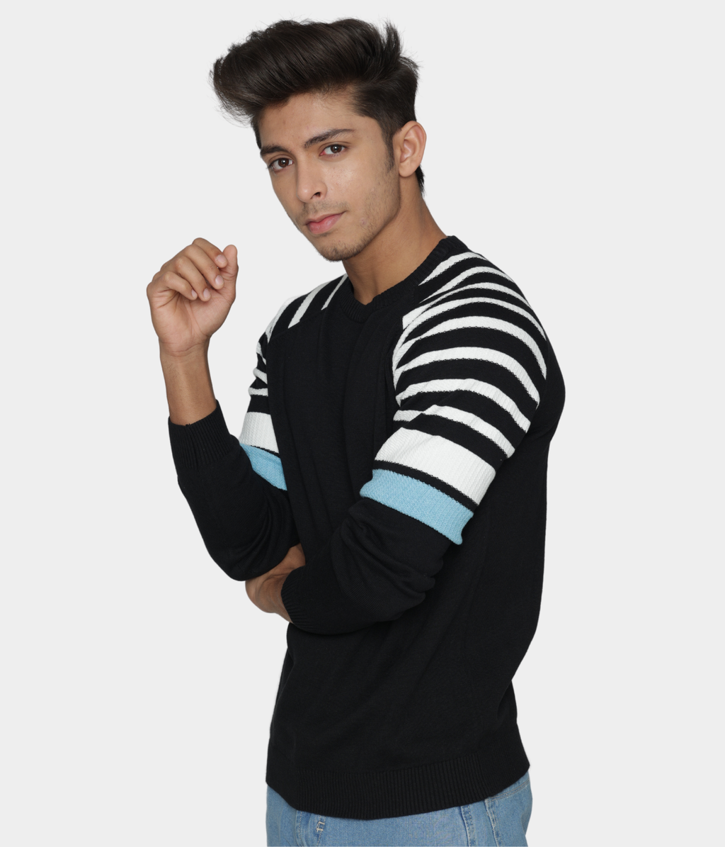 Black cotton knitted T-shirt