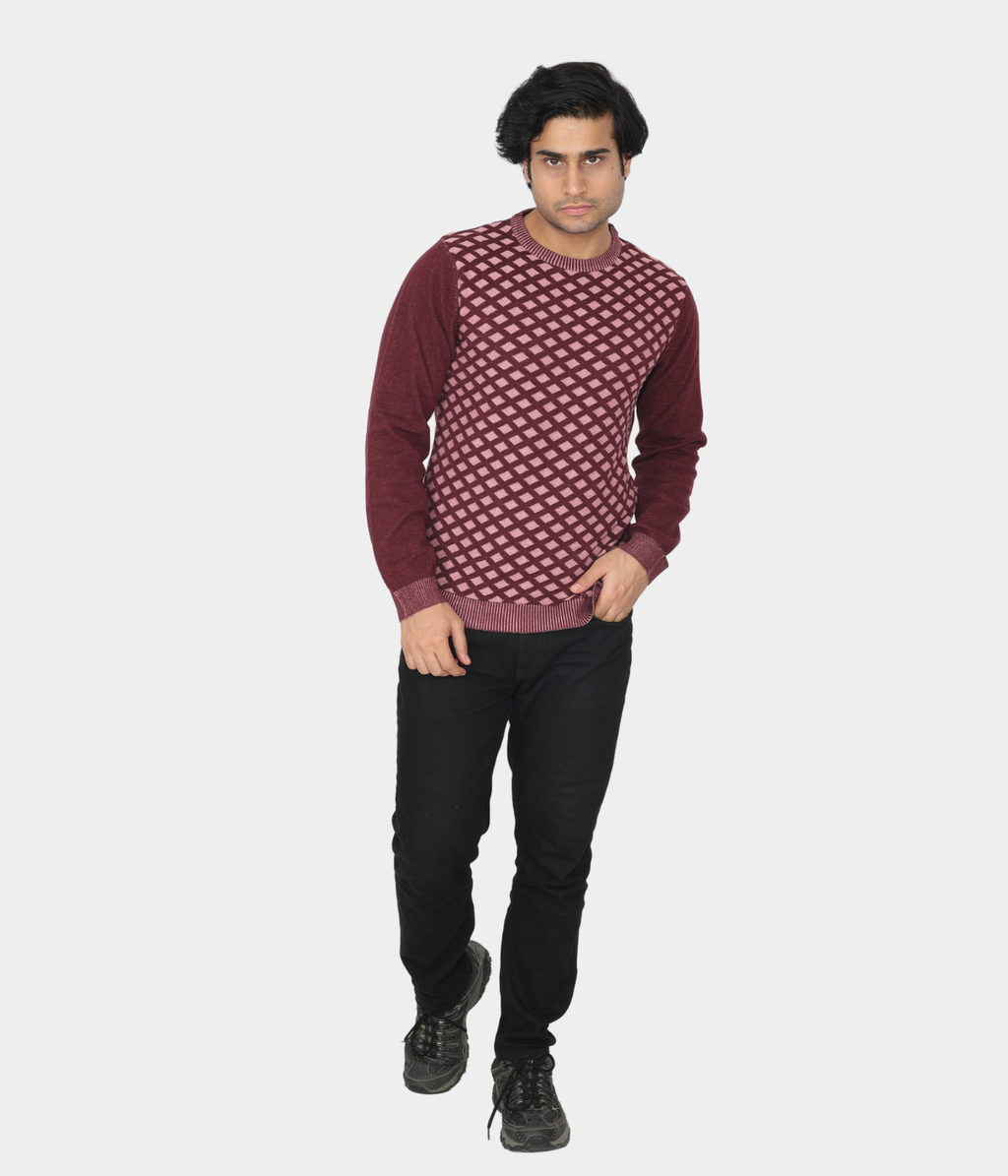 Wine Structured knitted T-shirt