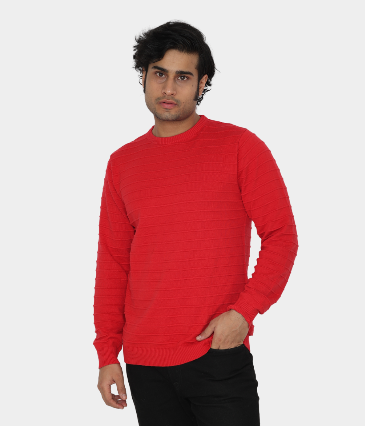 Red structured Knitted T-shirt