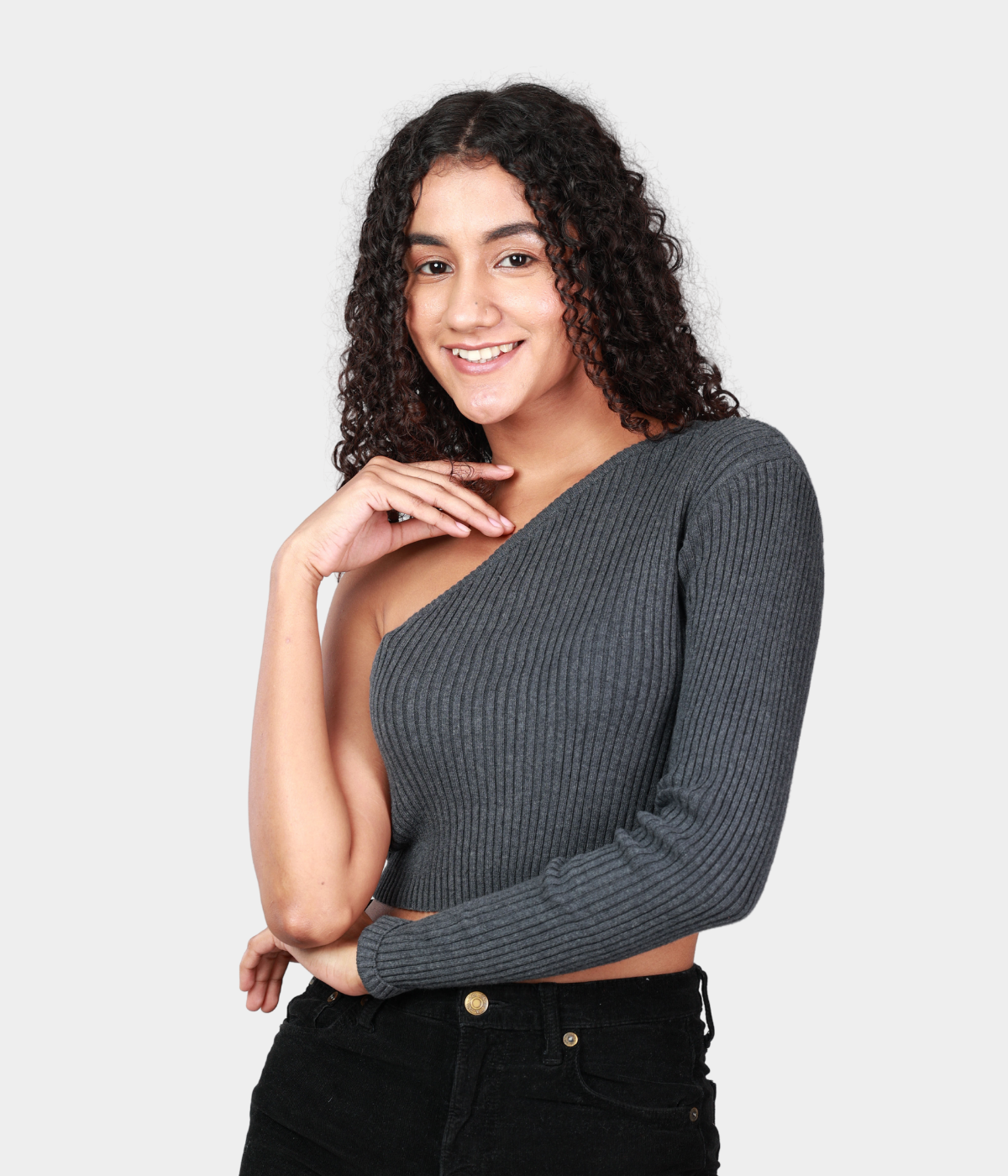 Grey Side Sleeve Knitted TOP