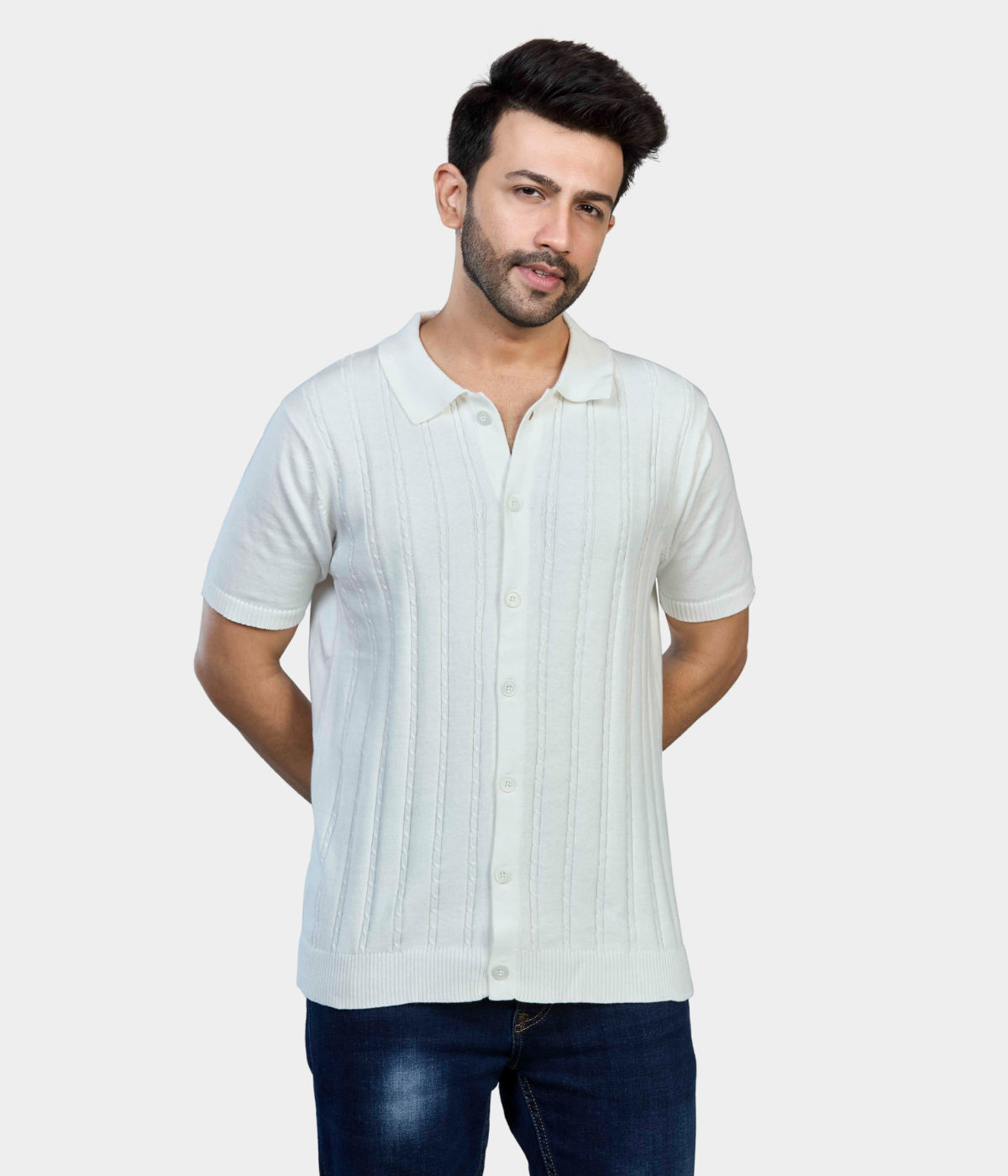 OFF White Knitted Cotton Shirt