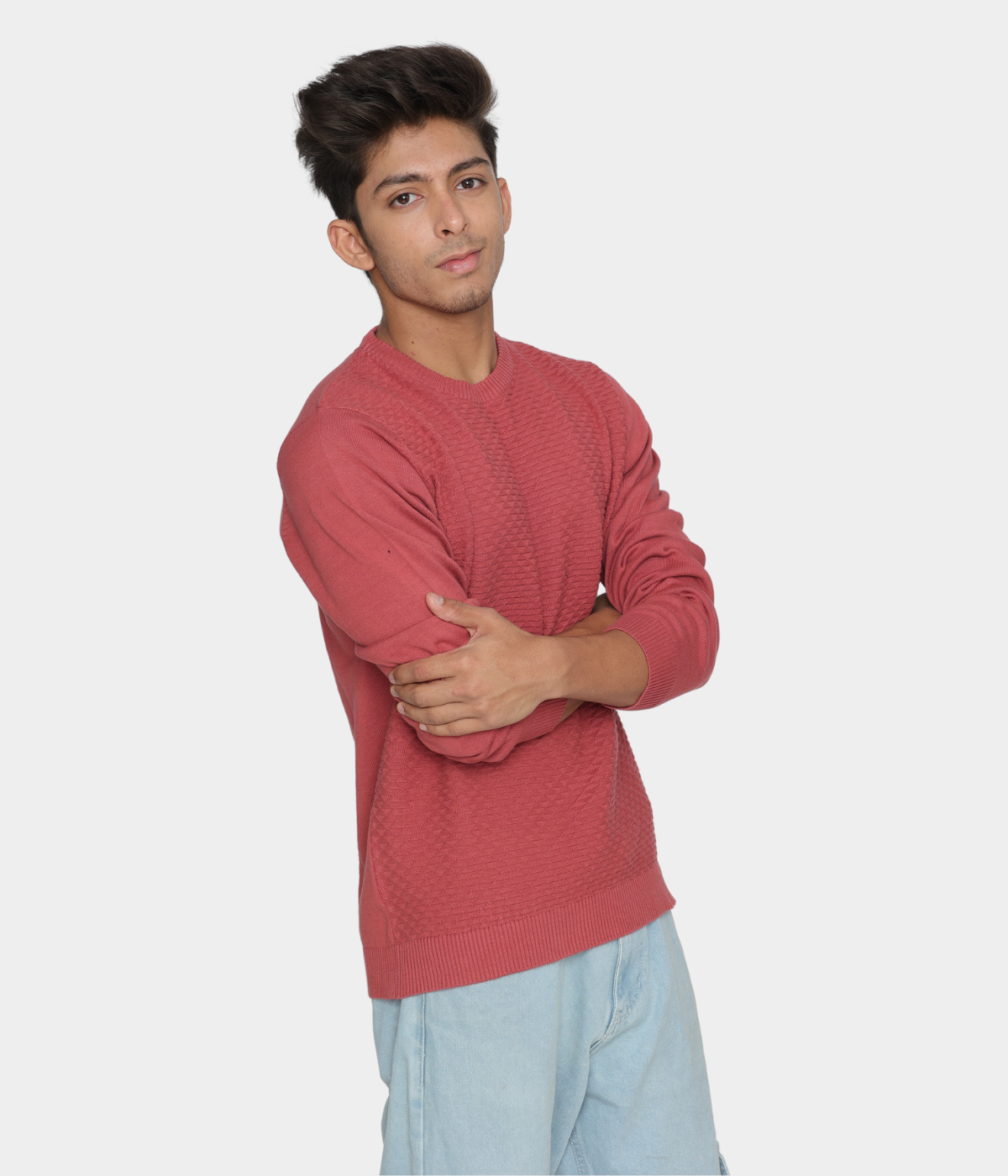 Mens Structured Knitted Cotton T shirt