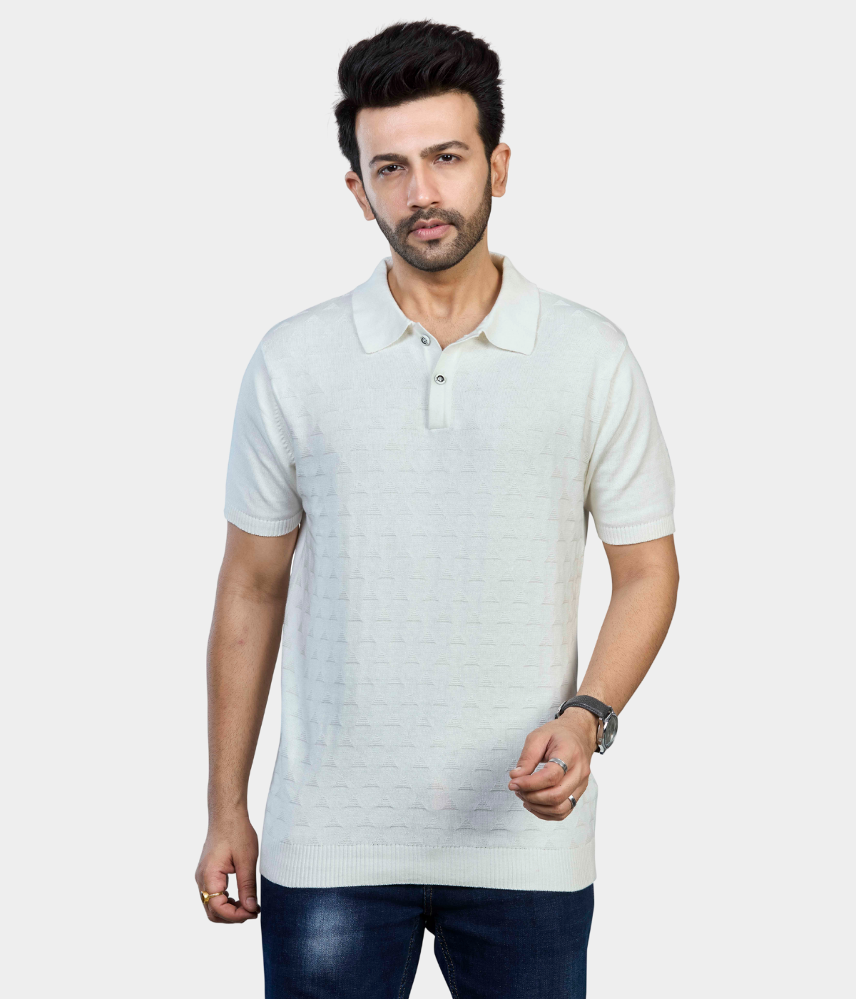 OFF White Premium Structured Cotton Polo Knitted T-Shirt