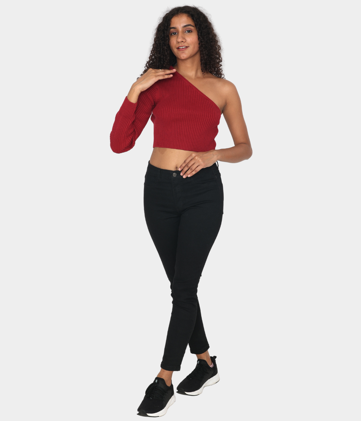 Maroon Side Sleeve Knitted T-Shirt