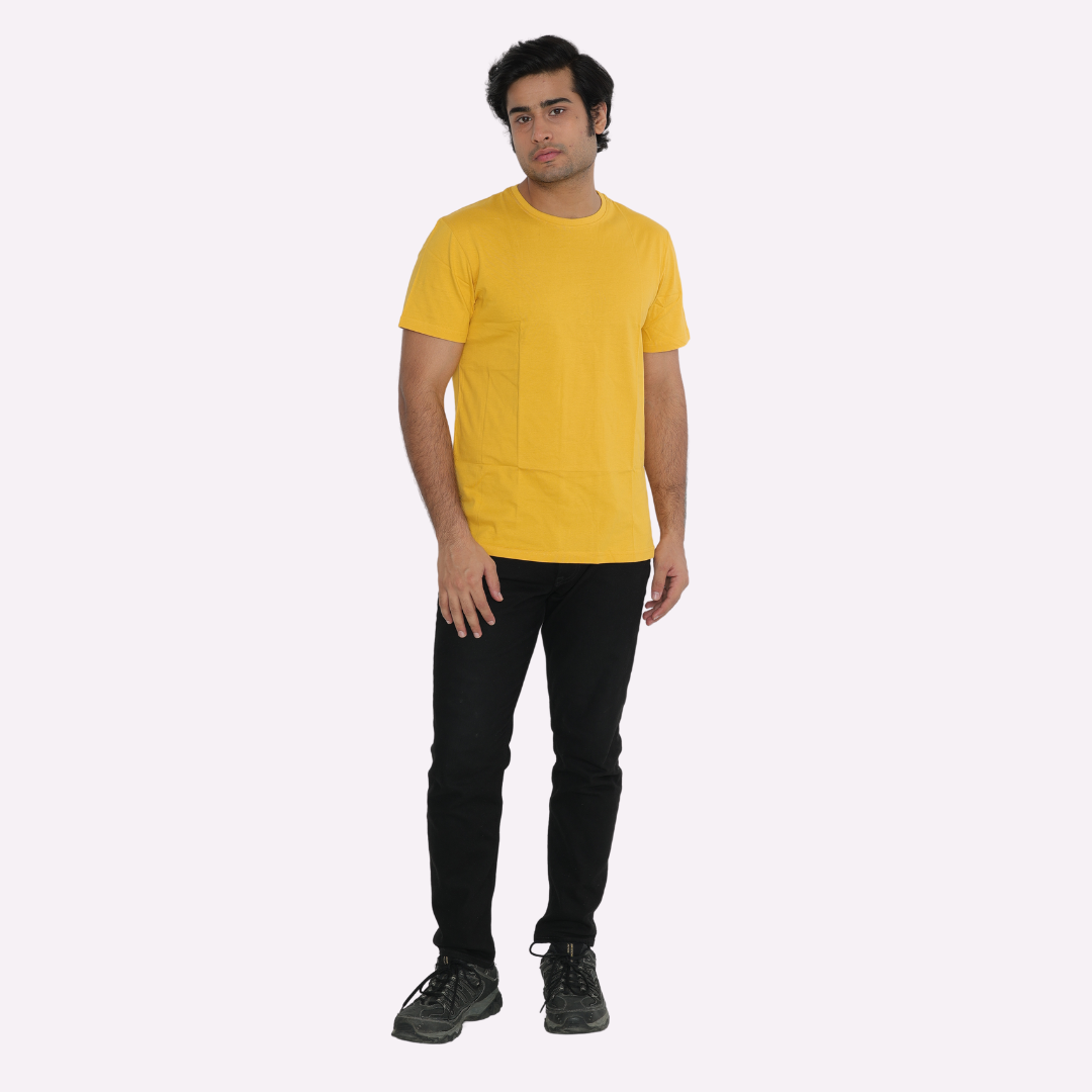 Men's Mustard Plain T Shirt
