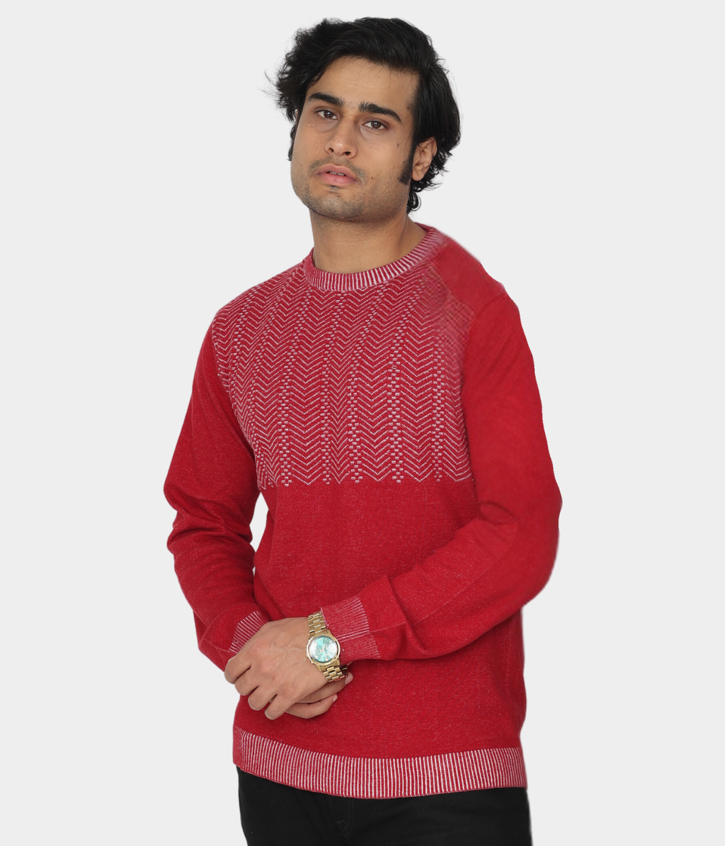 Maroon Structured Knitted T-Shirt