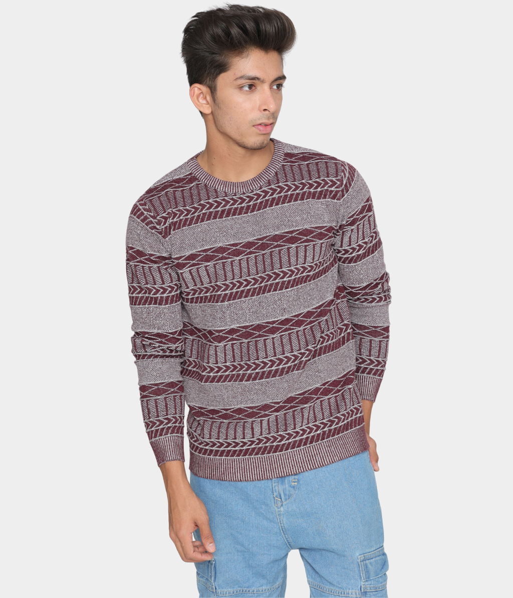 Wine structured cotton knitted T-shirt