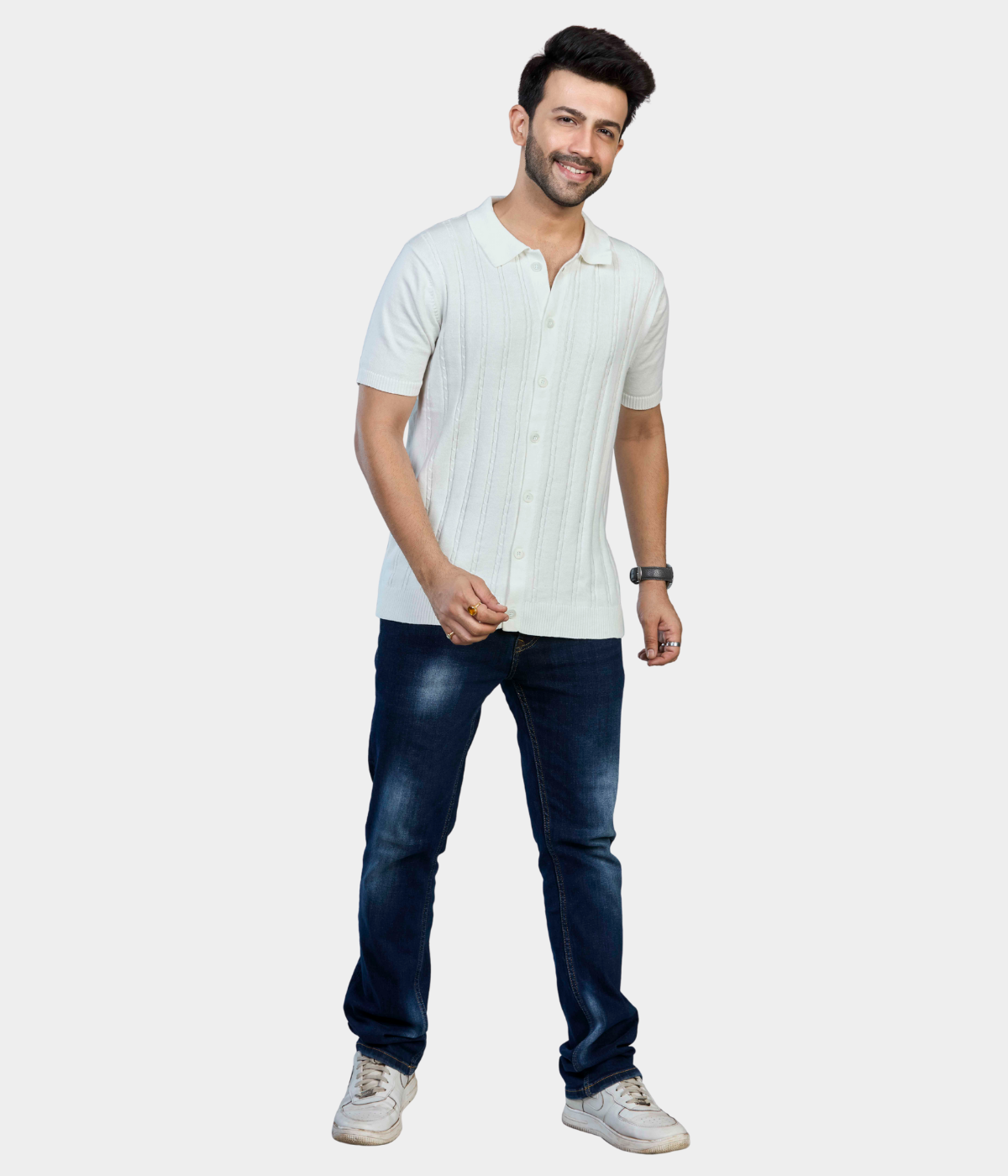 OFF White Knitted Cotton Shirt