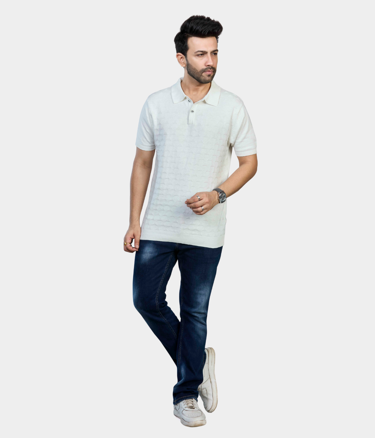 OFF White Premium Structured Cotton Polo Knitted T-Shirt