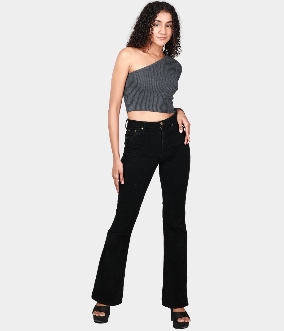 Grey Side Sleeve Knitted TOP