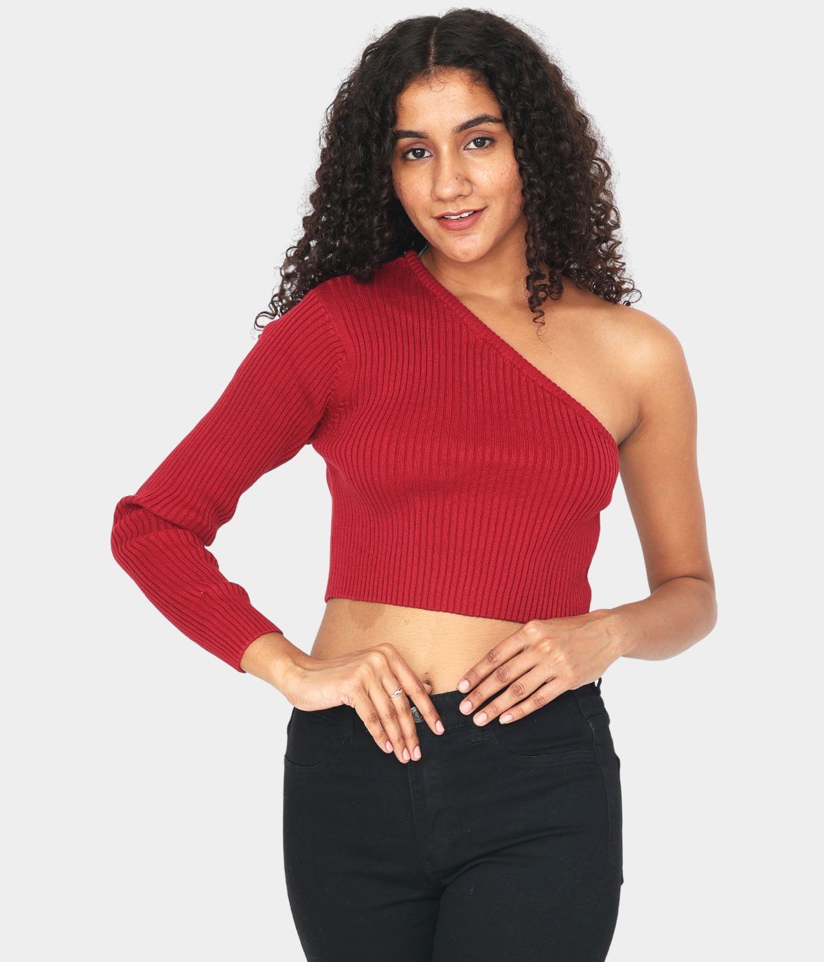 Maroon Side Sleeve Knitted T-Shirt