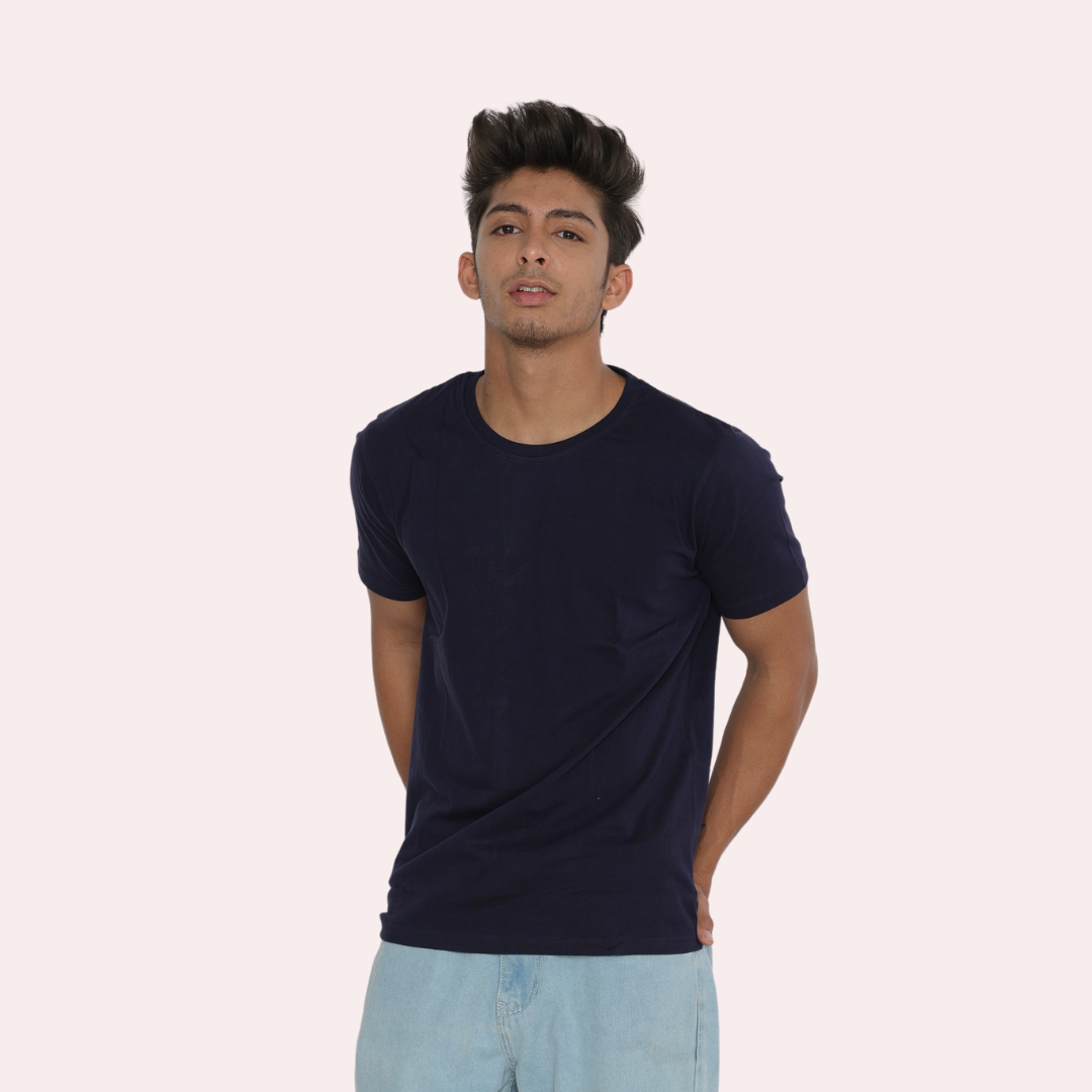 Men's Navy Blue Plain T Shirt