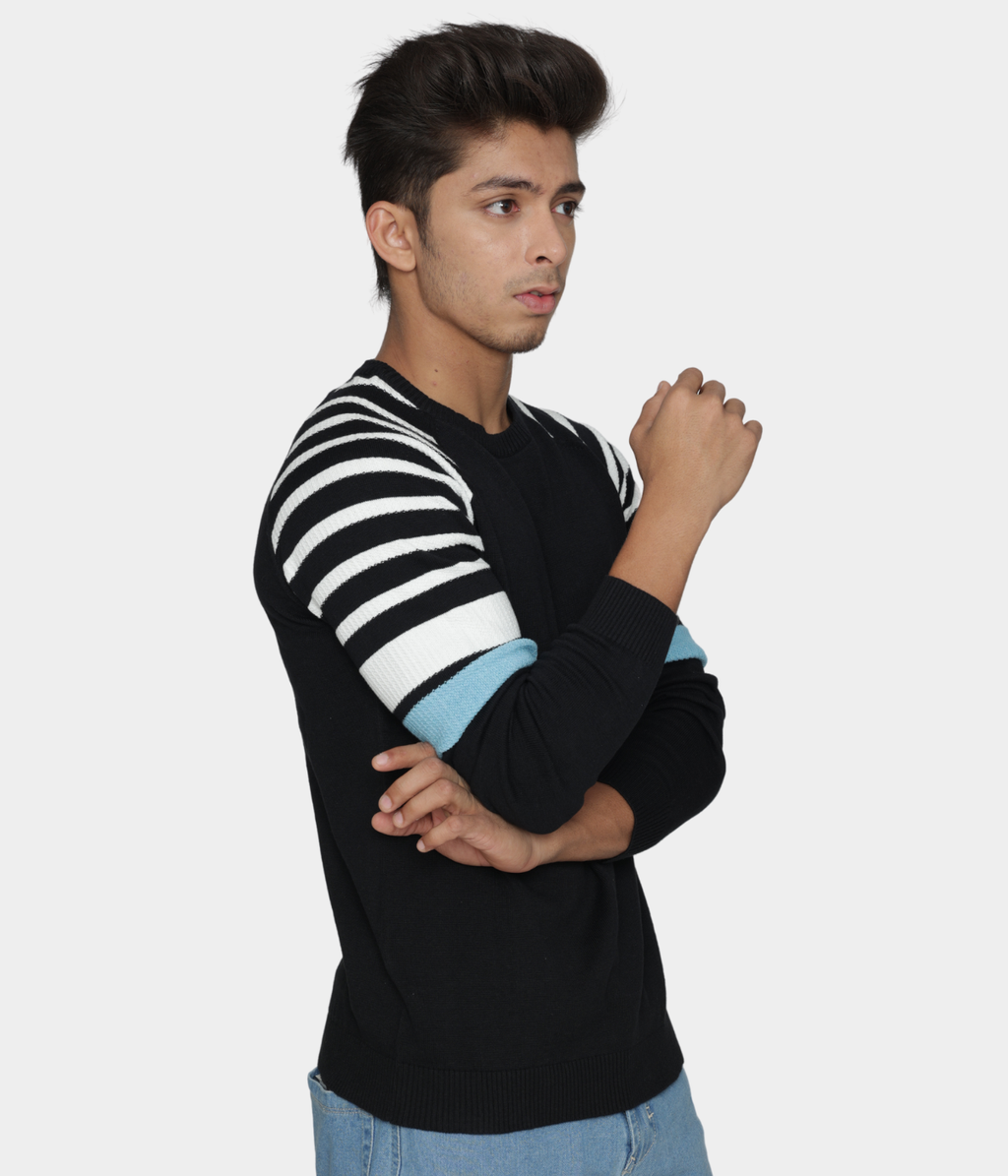 Black cotton knitted T-shirt