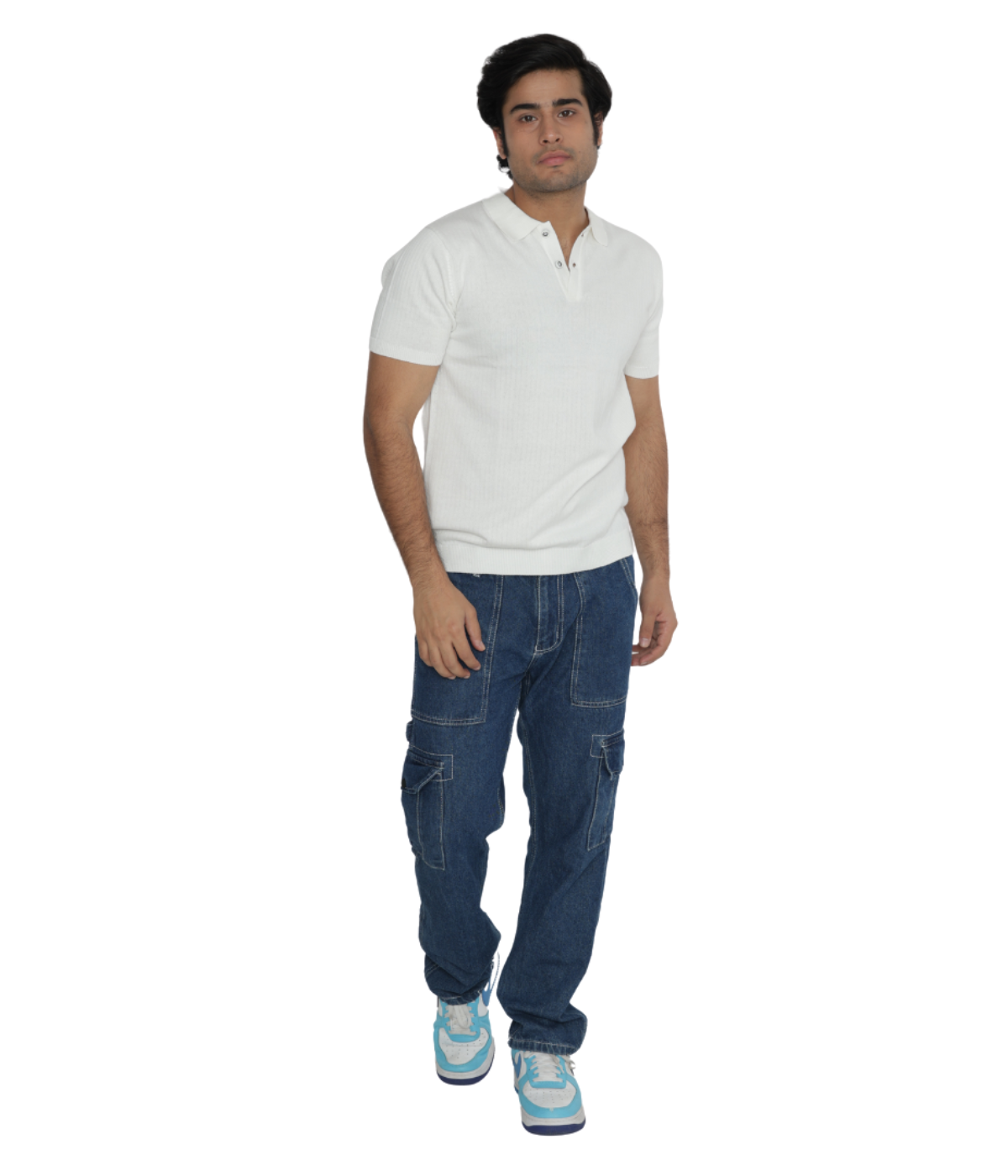 Off-white structured cotton Polo T-shirt