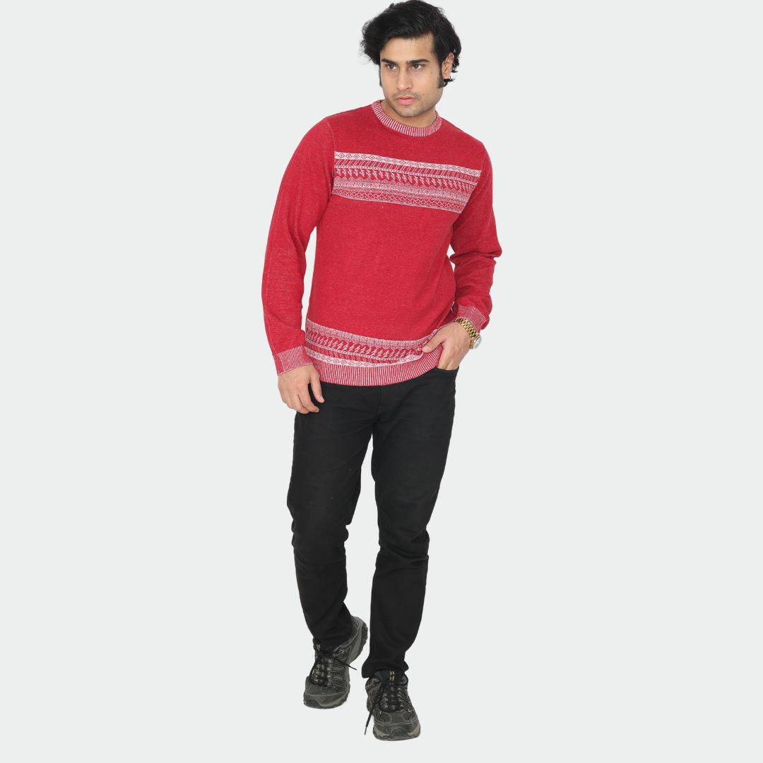 Denim finished jacquard Cotton Knitted T-shirt