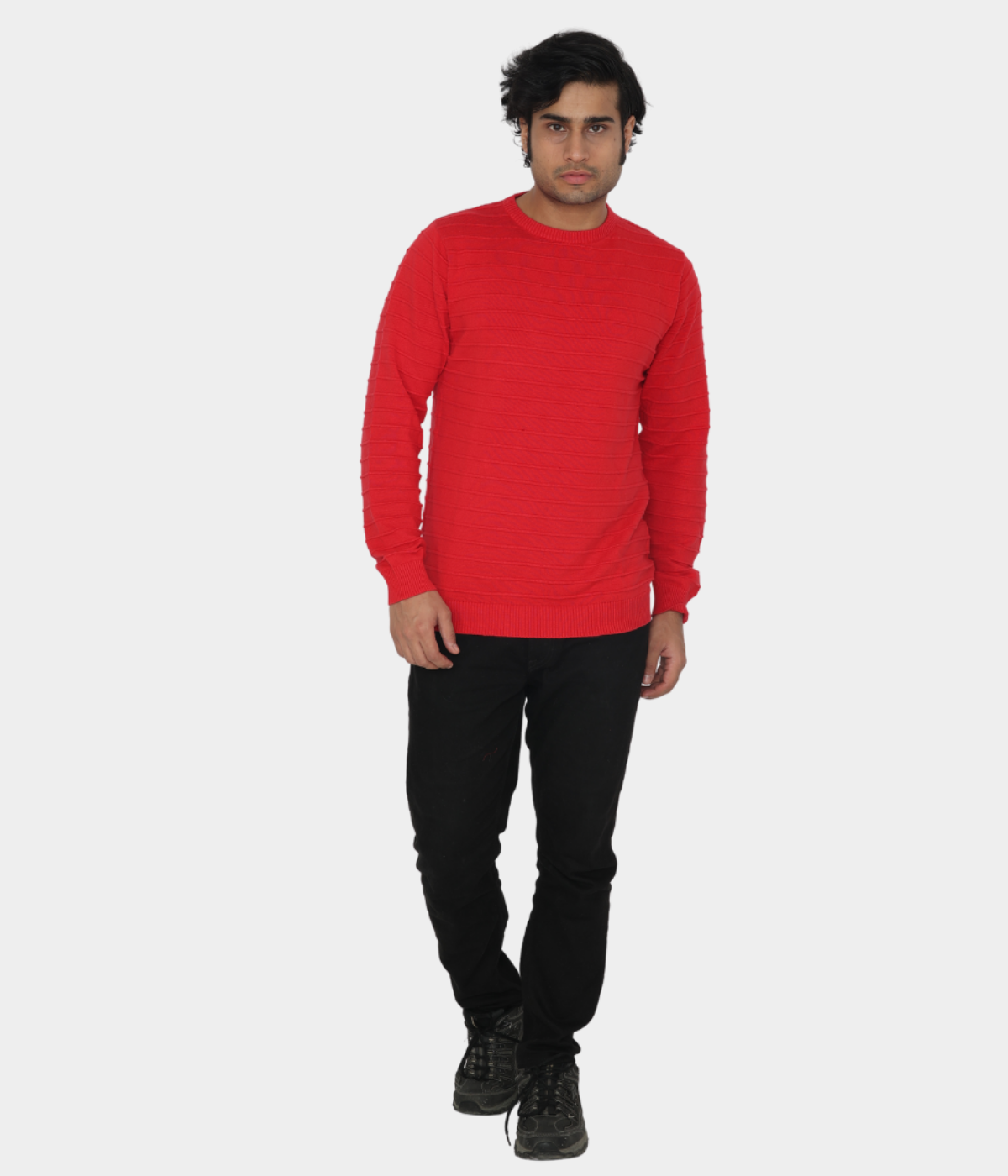 Red structured Knitted T-shirt