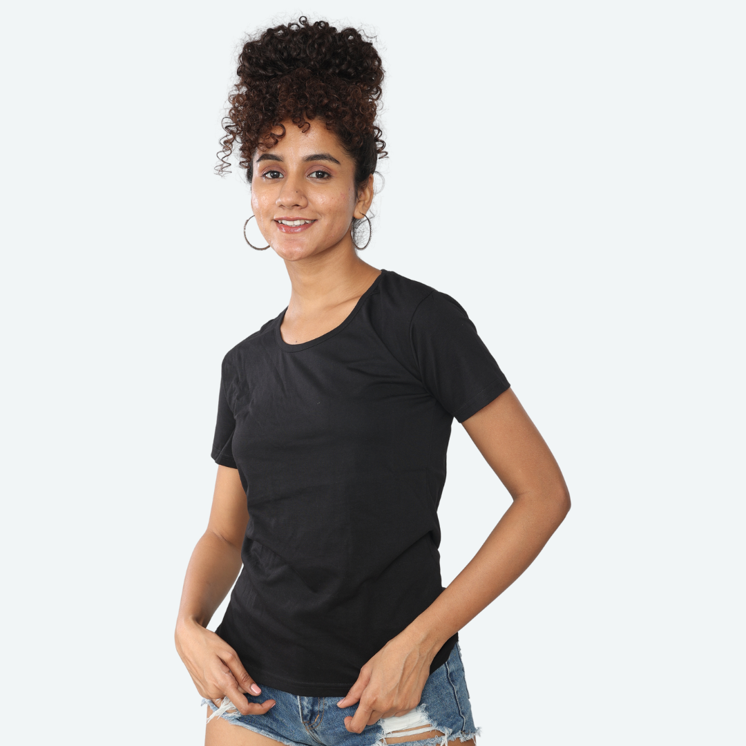 Black Plain Top / WOMENS Regular T-Shirts