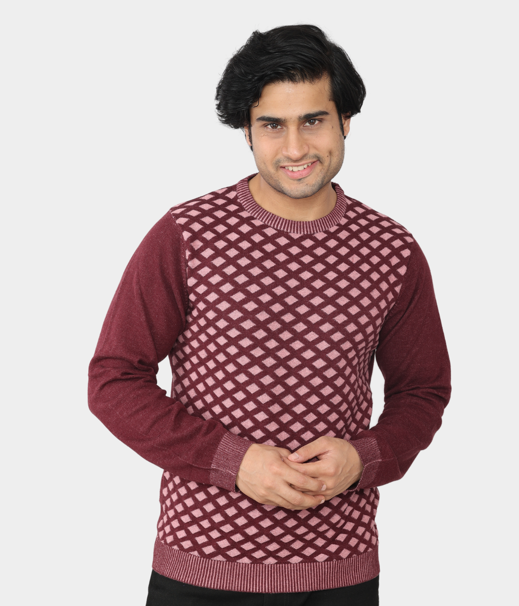 Wine Structured knitted T-shirt