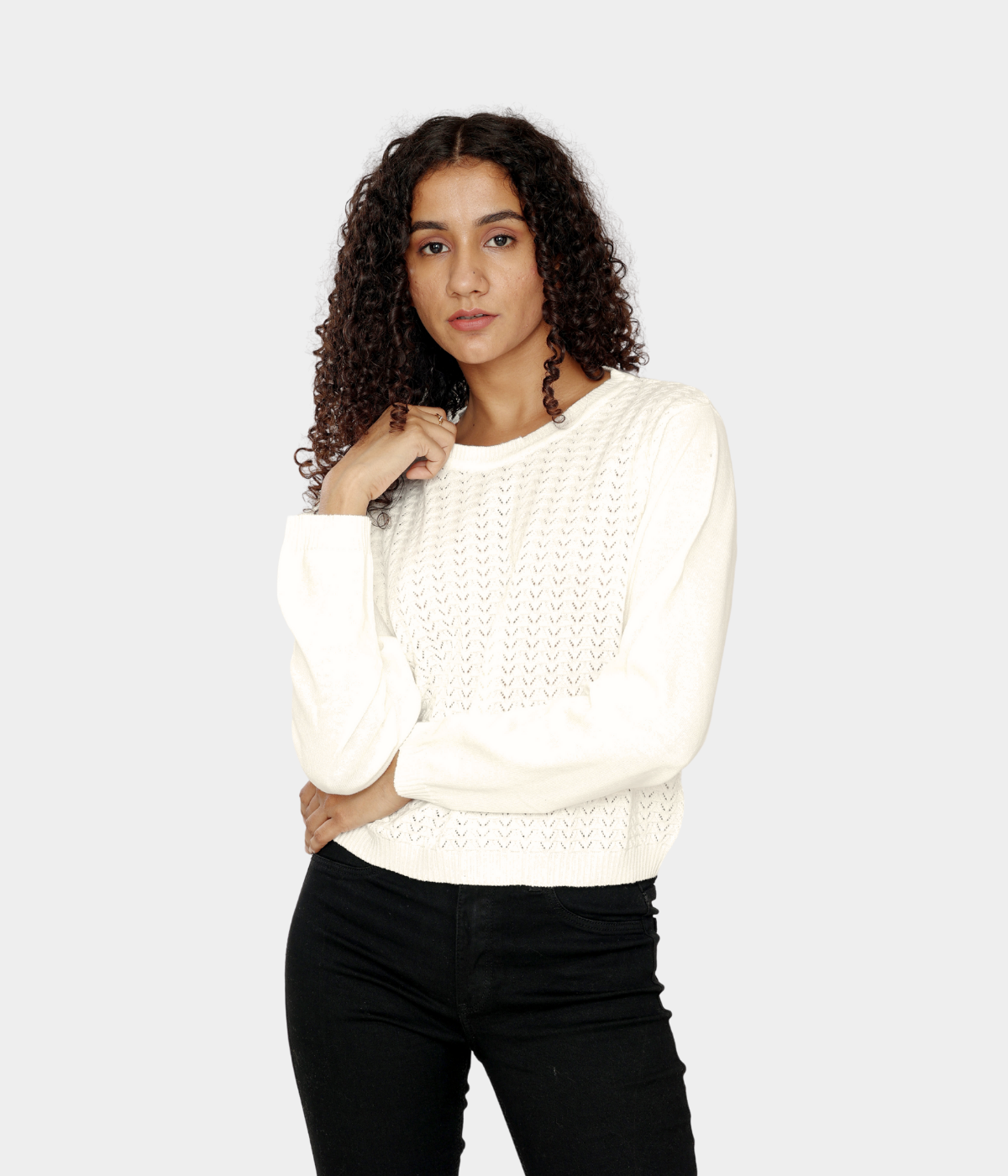 Off-White Pointelle Knitted T-Shirt