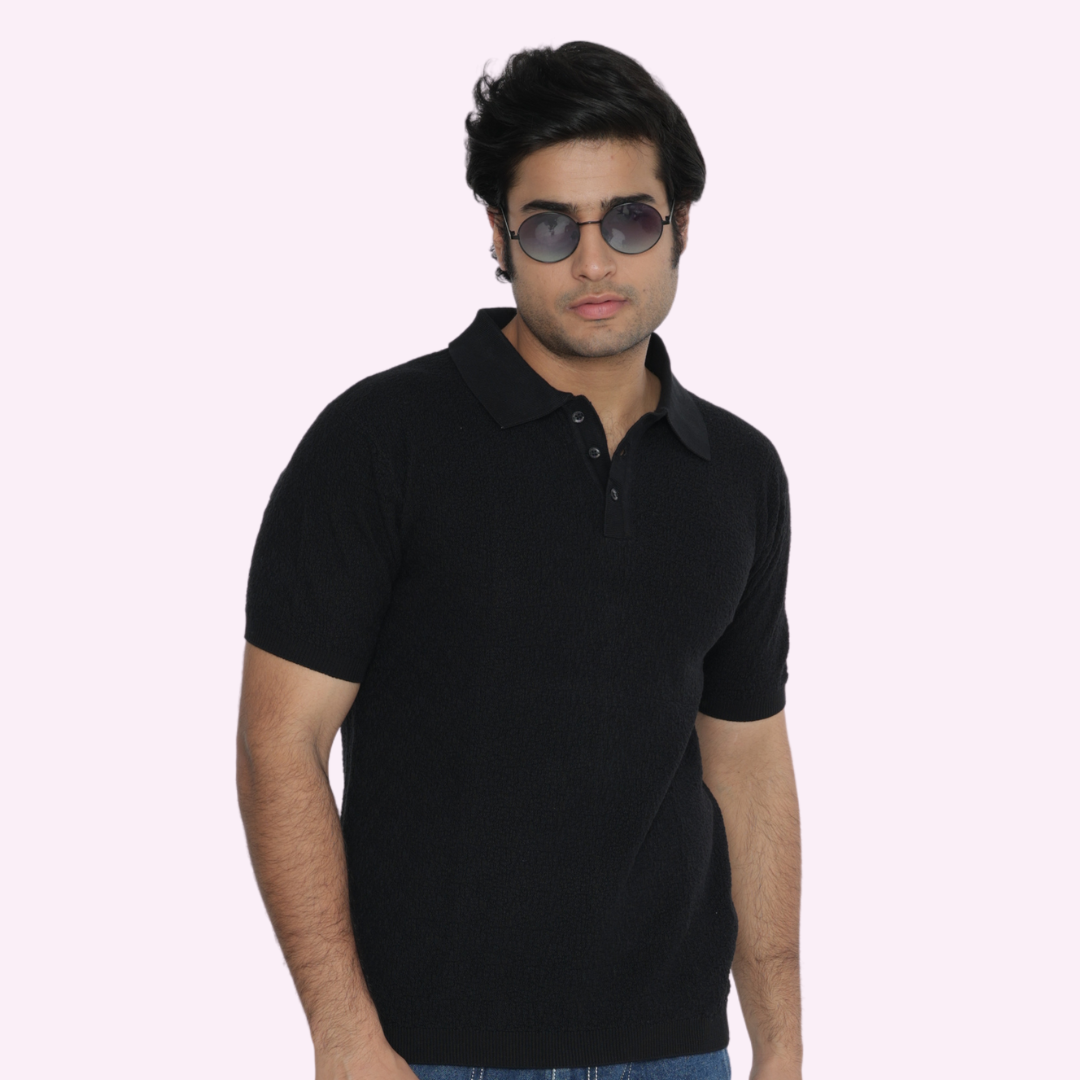 Mens Polo Cotton Knitted T-Shirt