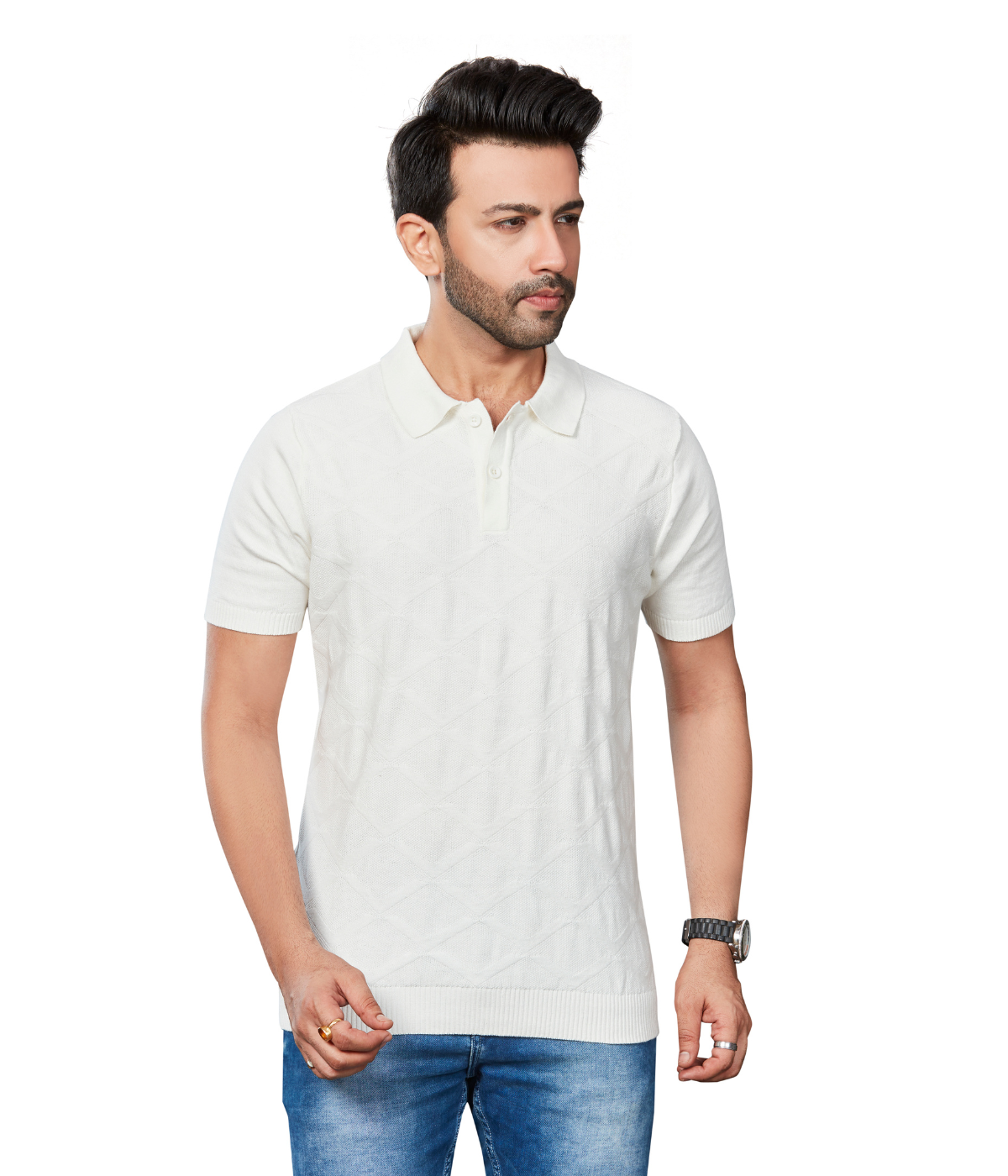 Off-White Structured Knitted Cotton T-Shirt