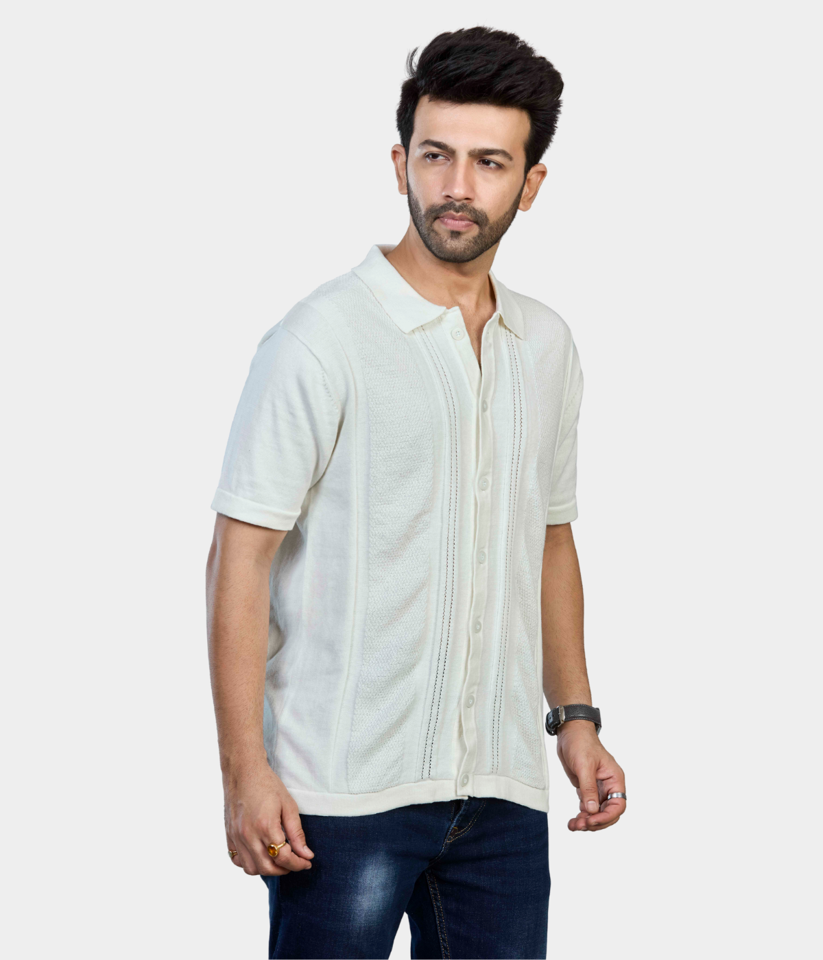 Off-White Structured Knitted Cotton Shirt