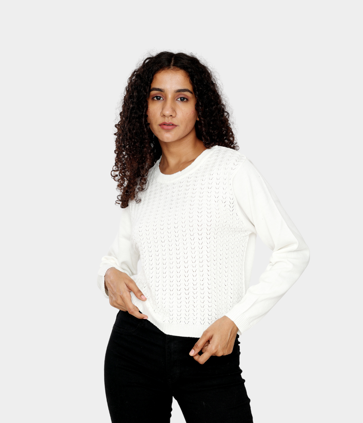 Off-White Pointelle Knitted T-Shirt