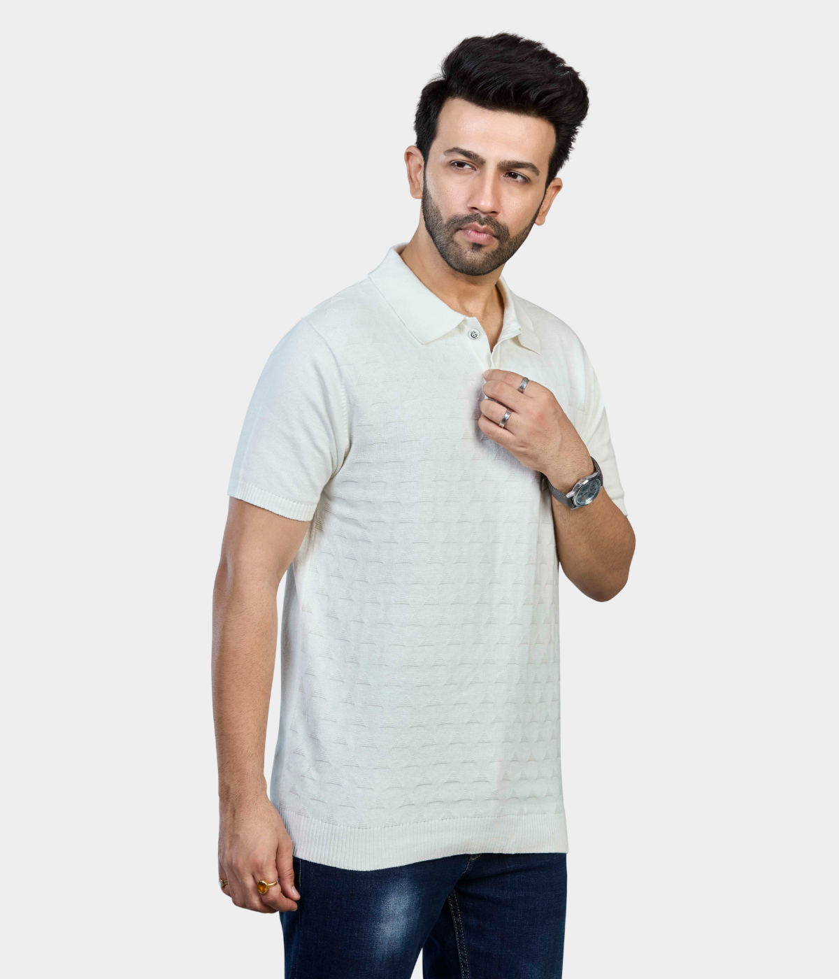 OFF White Premium Structured Cotton Polo Knitted T-Shirt