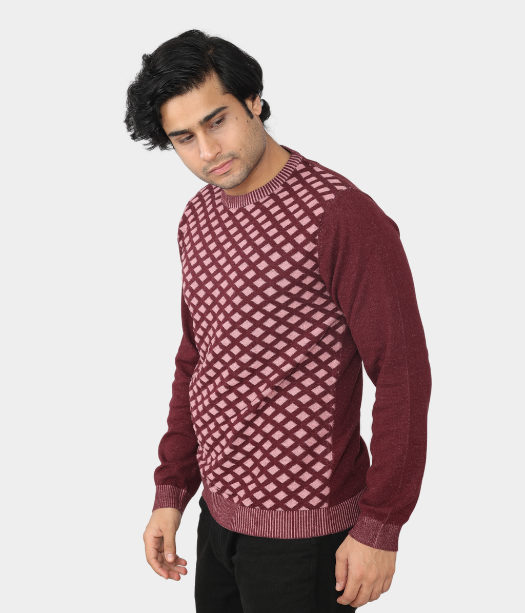 Wine Structured knitted T-shirt