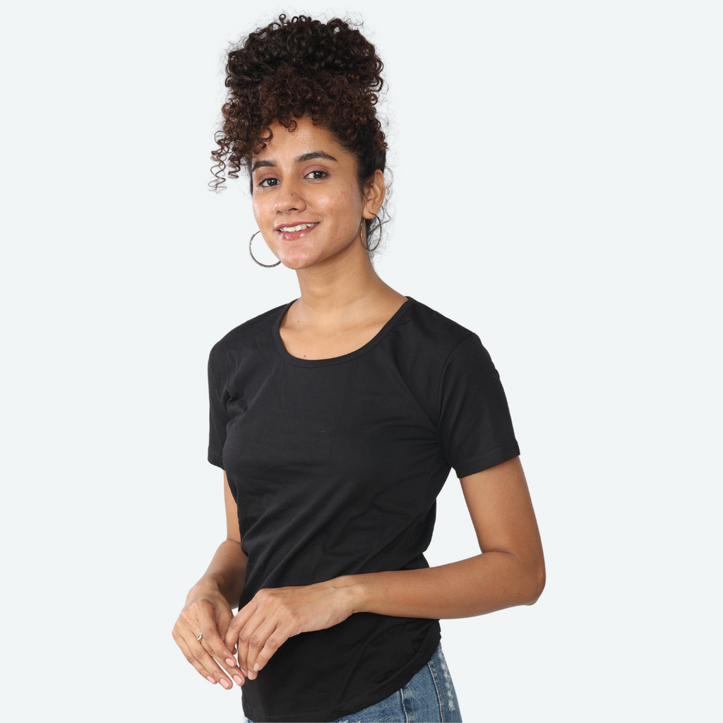 Black Plain Top / WOMENS Regular T-Shirts