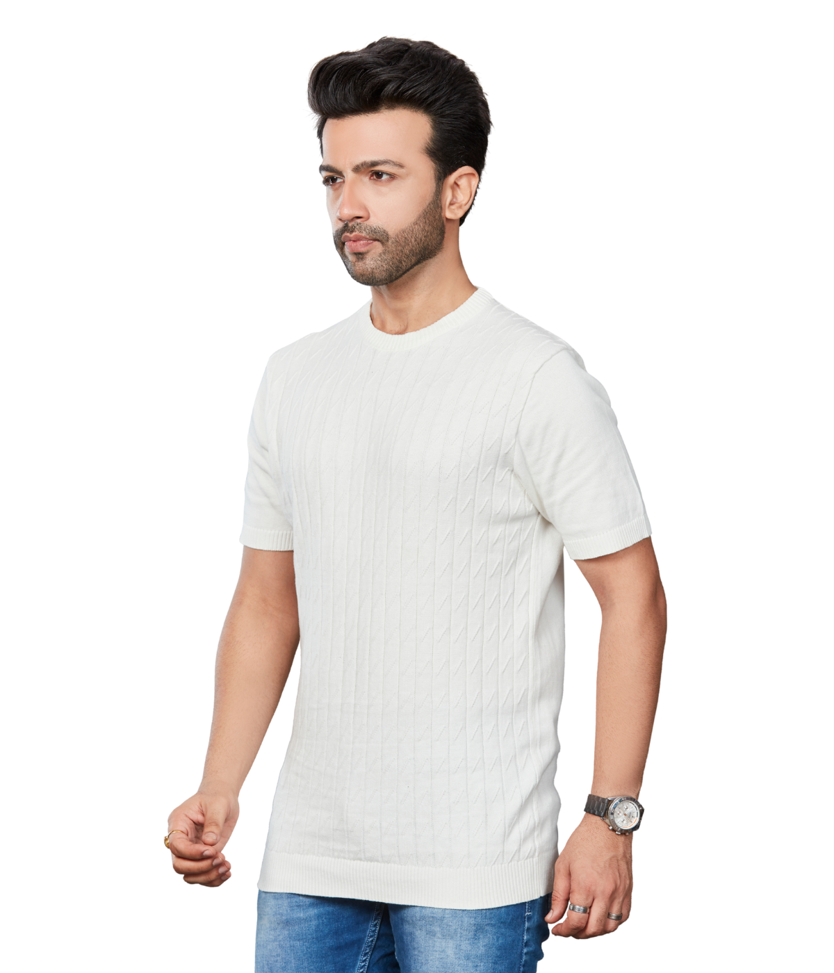 Off-White Structured Knitted Cotton T-Shirt