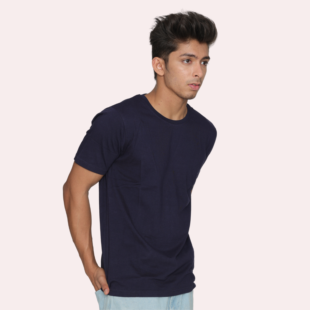 Men's Navy Blue Plain T Shirt
