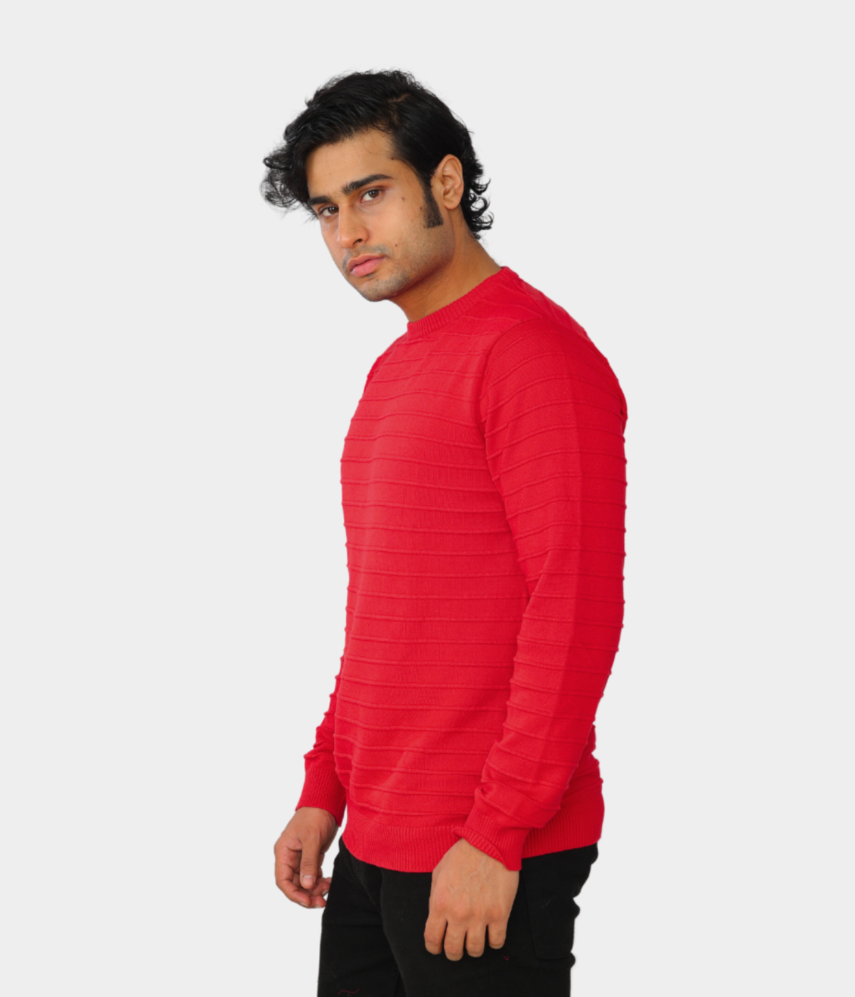 Red structured Knitted T-shirt