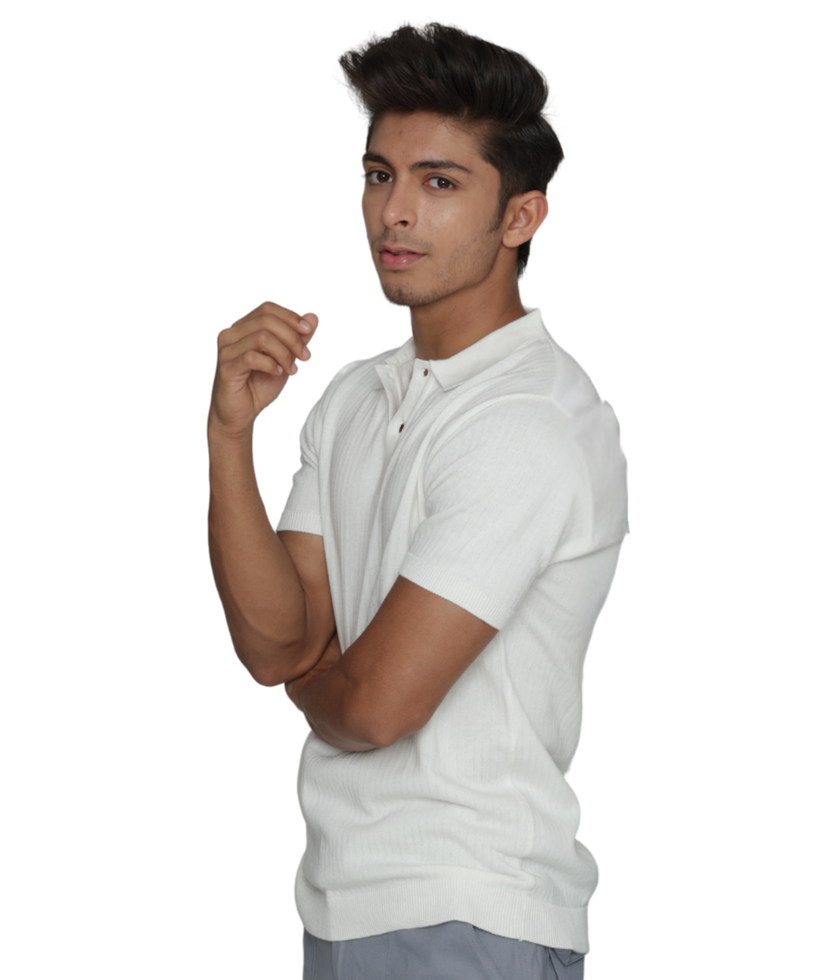 Off-white structured cotton Polo T-shirt