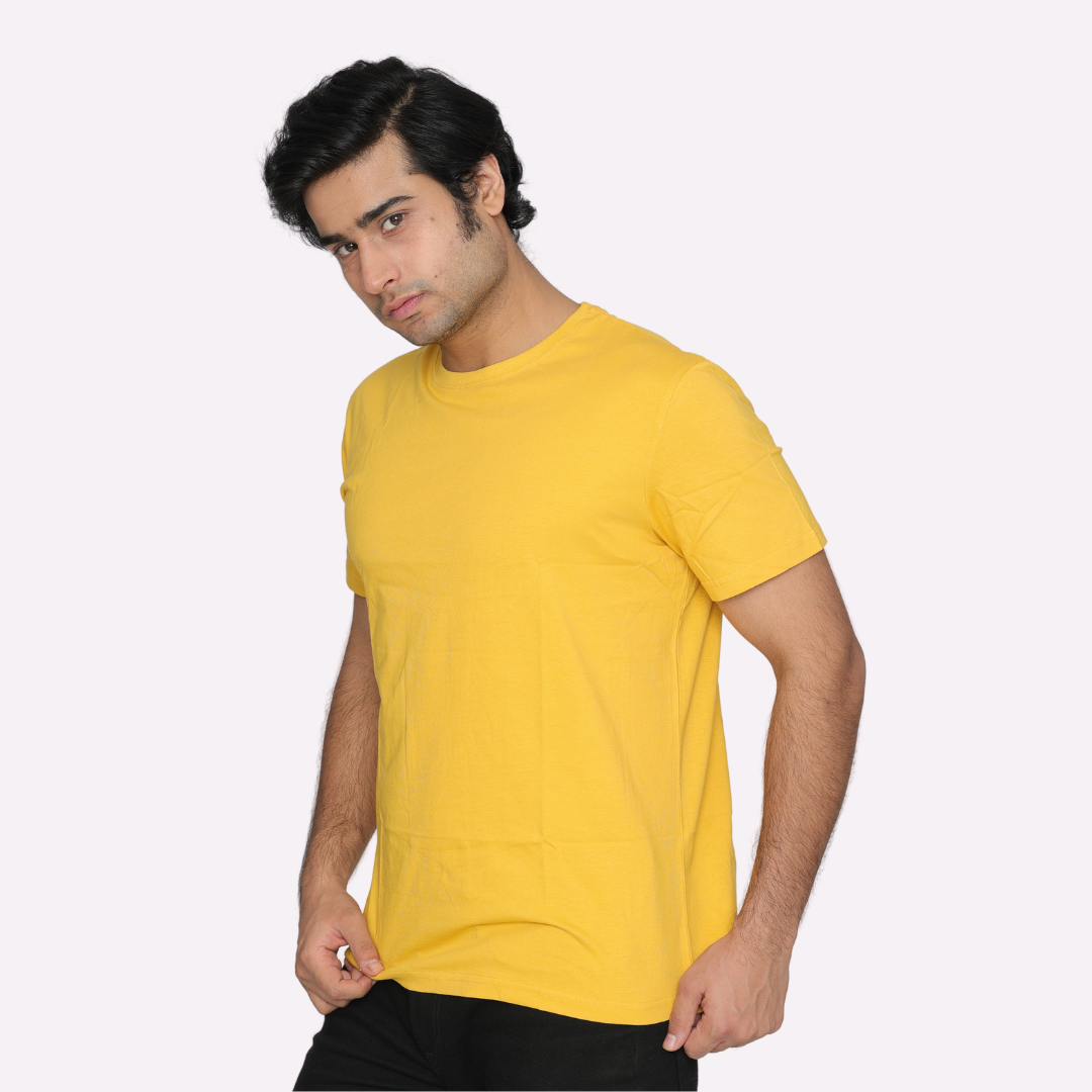 Men's Mustard Plain T Shirt