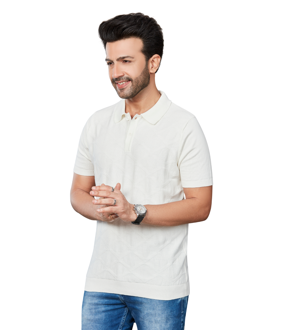 Off-White Structured Knitted Cotton T-Shirt