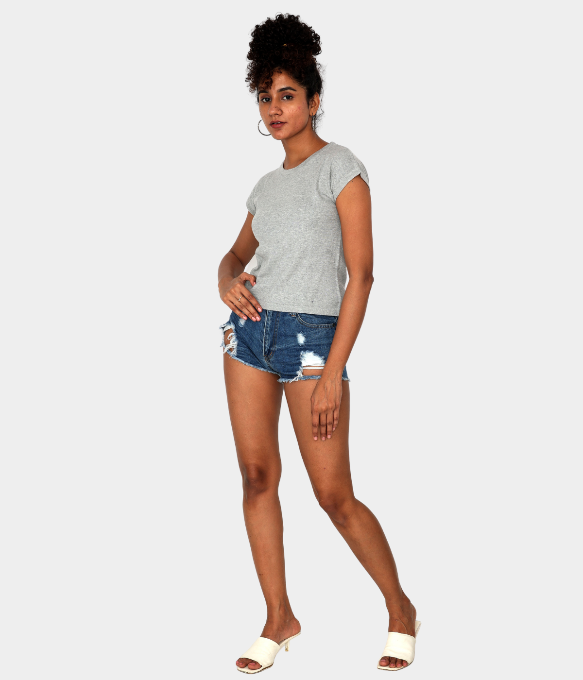 Grey Round Neck  Knitted Top