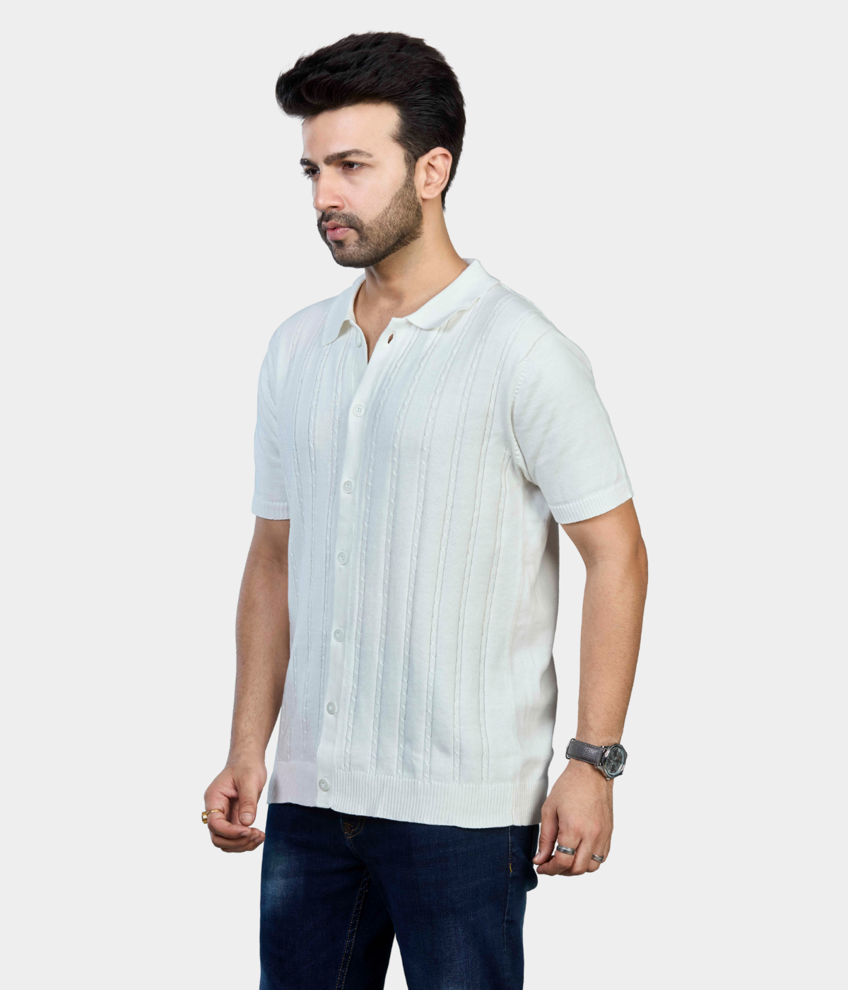 OFF White Knitted Cotton Shirt
