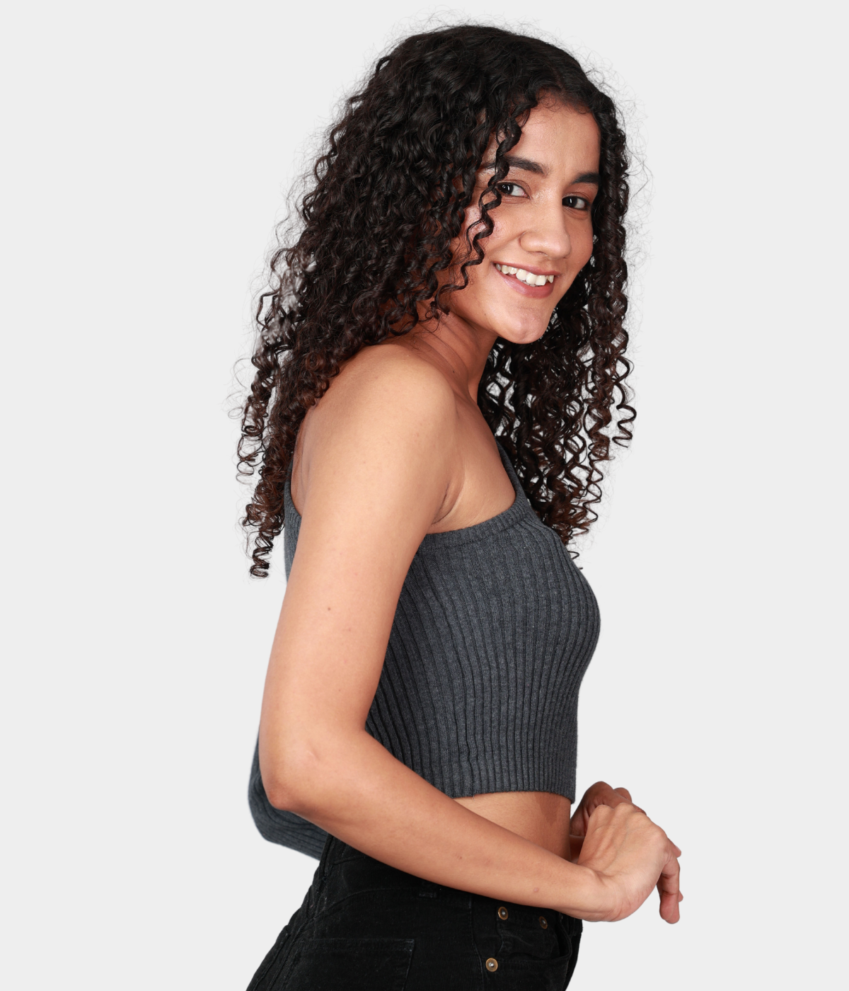 Grey Side Sleeve Knitted TOP