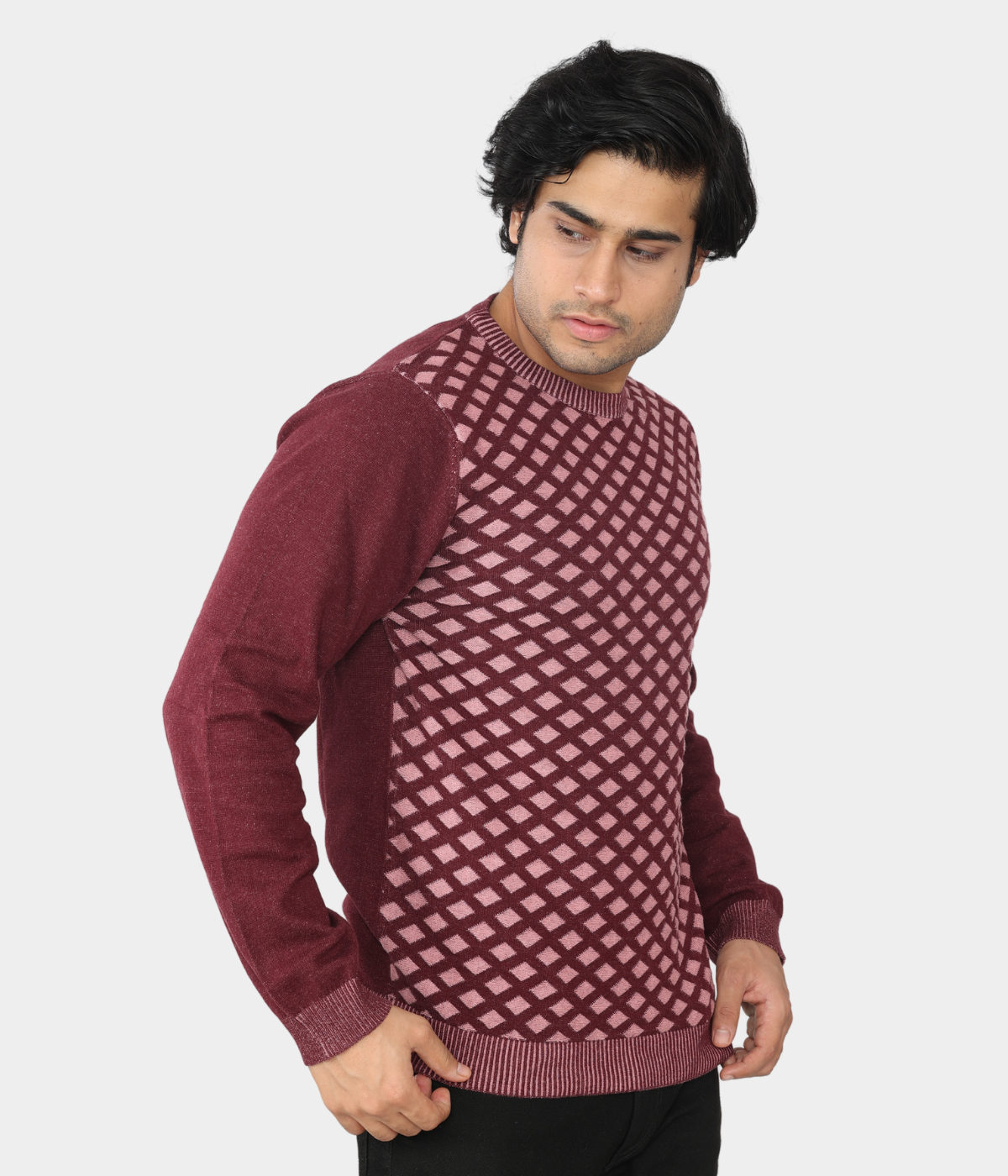 Wine Structured knitted T-shirt