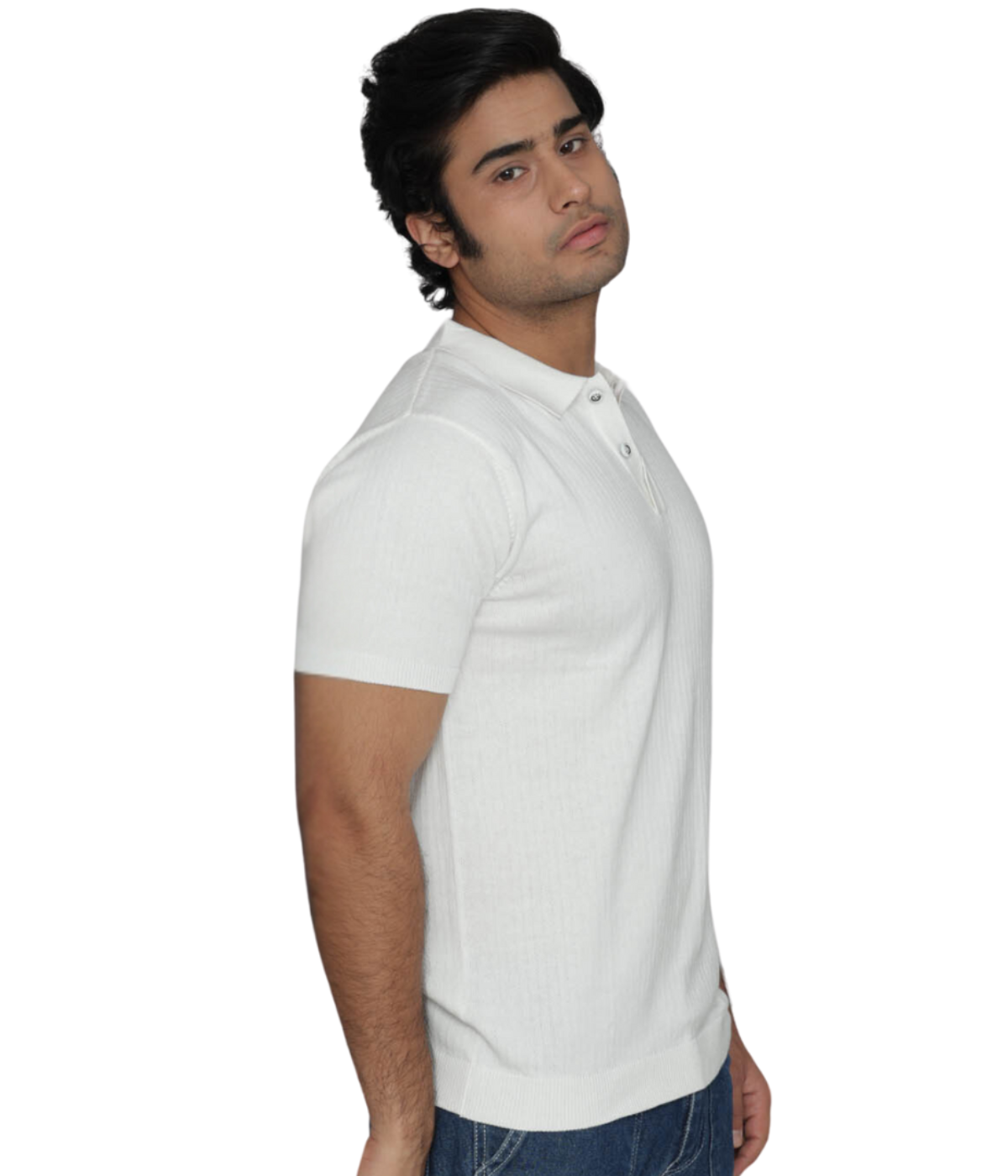 Off-white structured cotton Polo T-shirt