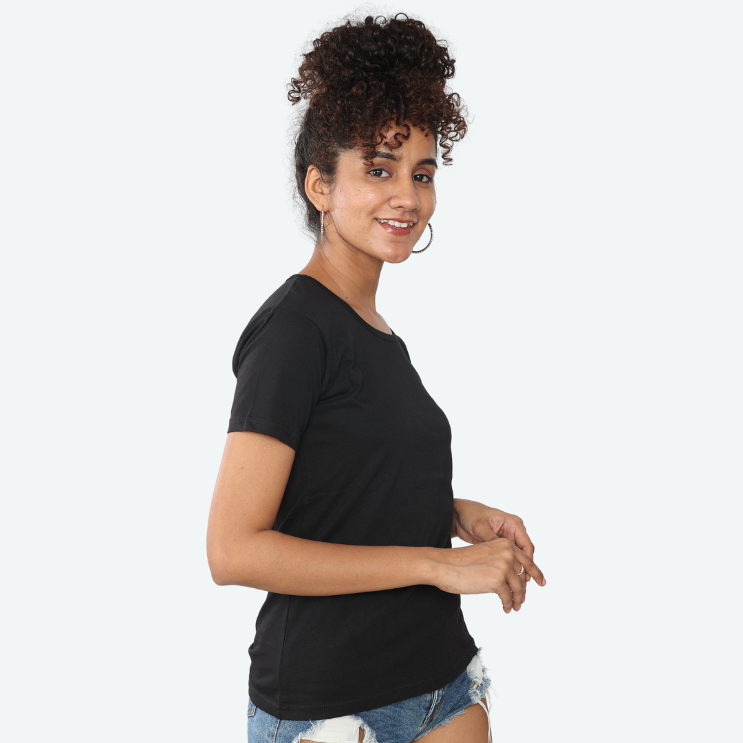 Black Plain Top / WOMENS Regular T-Shirts