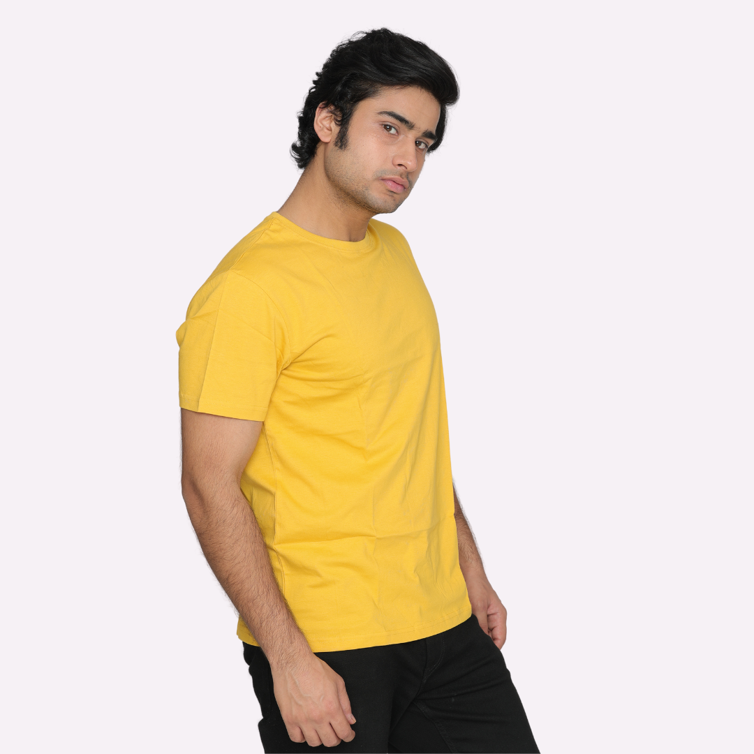 Men's Mustard Plain T Shirt