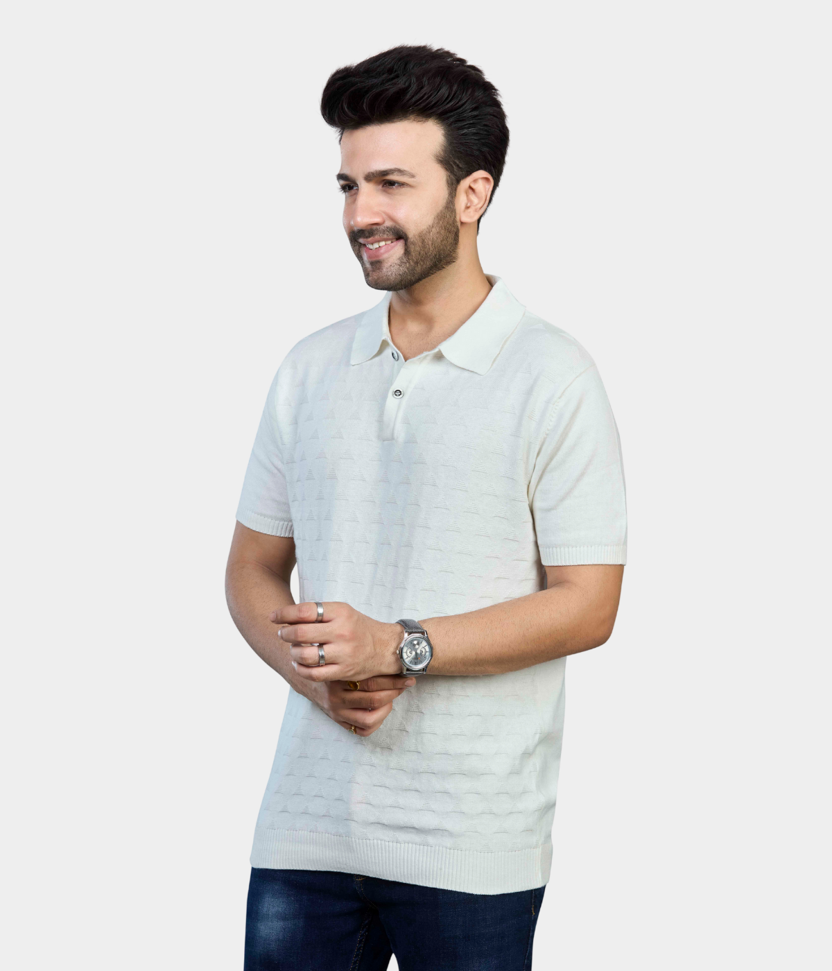 OFF White Premium Structured Cotton Polo Knitted T-Shirt